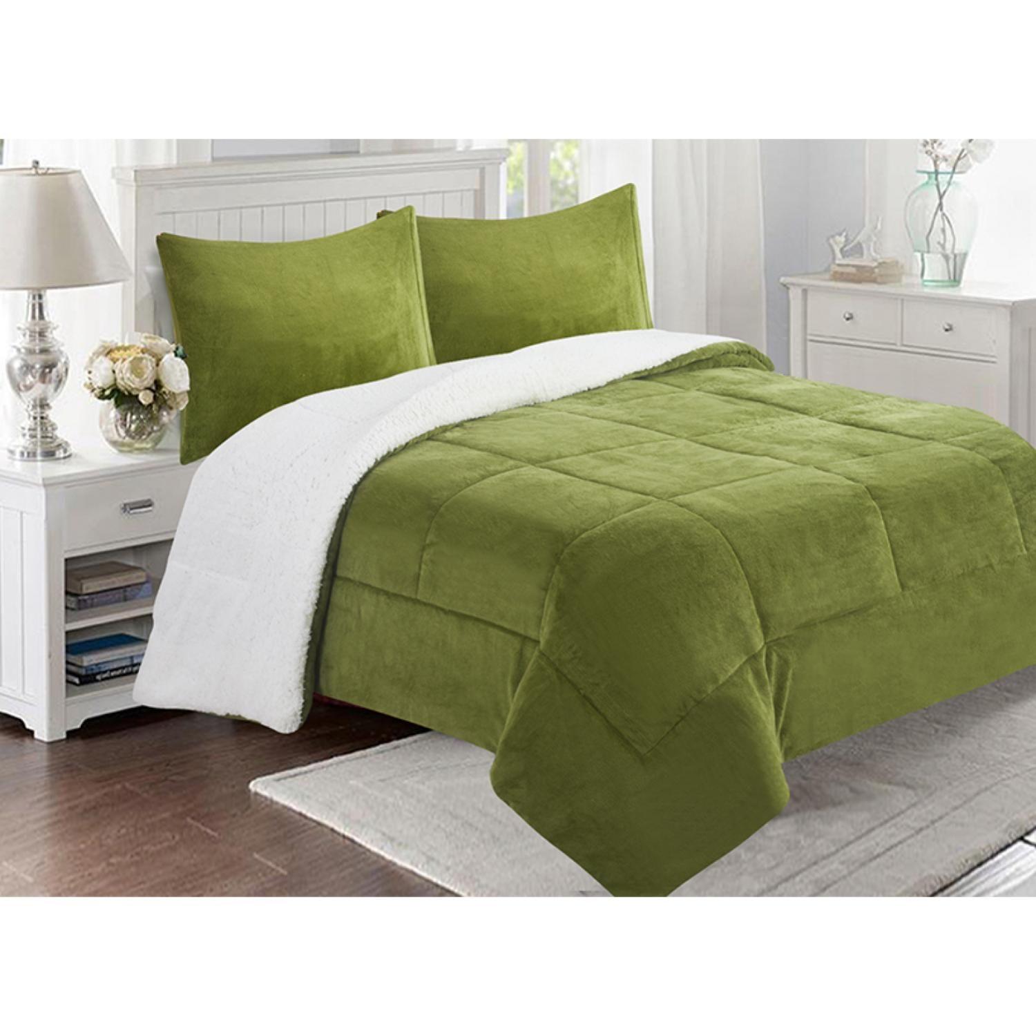 Cubrecama Sherpa Flanel Deluxe Liso 1.5 Plaza Doral-2