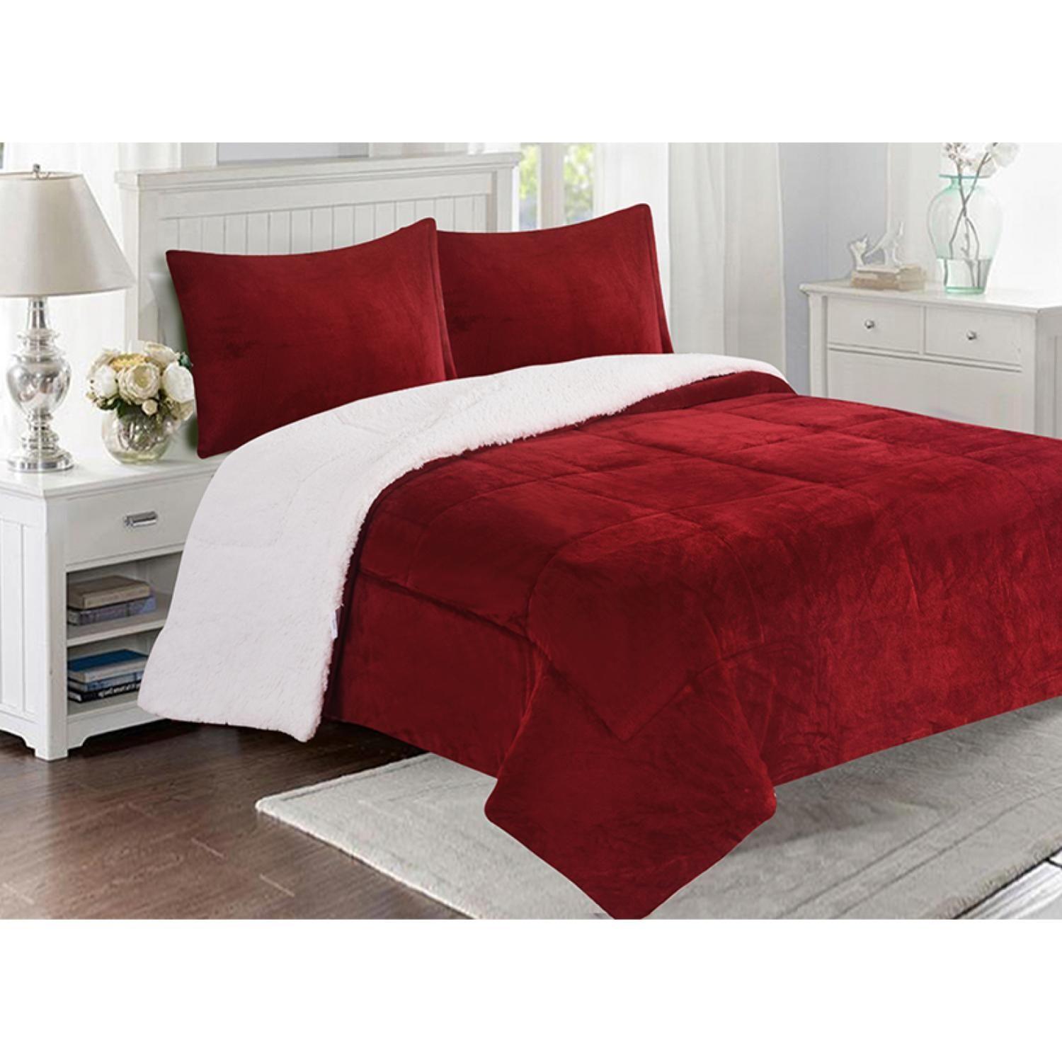 Cubrecama Sherpa Flanel Deluxe Liso 1.5 Plaza Doral-7