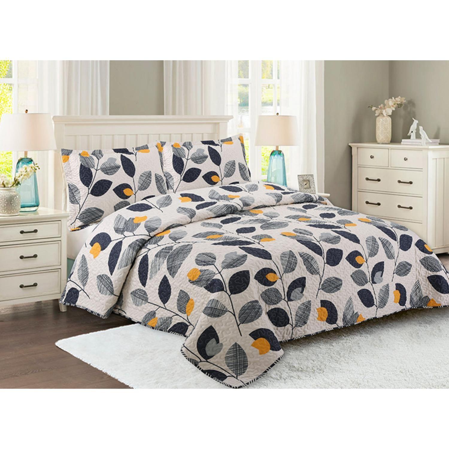 Cubrecamas Quilt Doral Estampado Deluxe Reversible C/n Fundas 1.5 Plaza-4