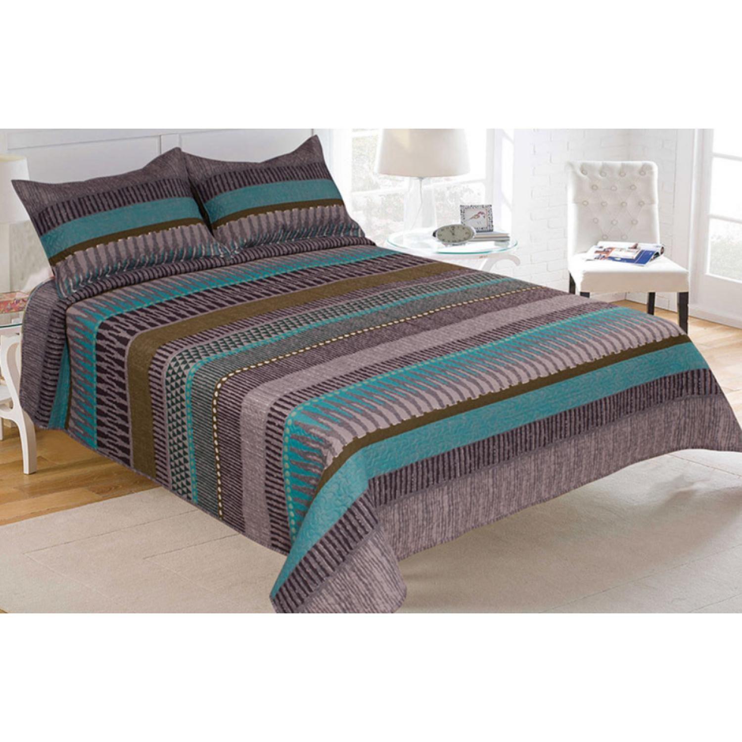 Cubrecamas Quillt Hotpress Estampado C/n Fundas 2,5 Plazas Doral-2