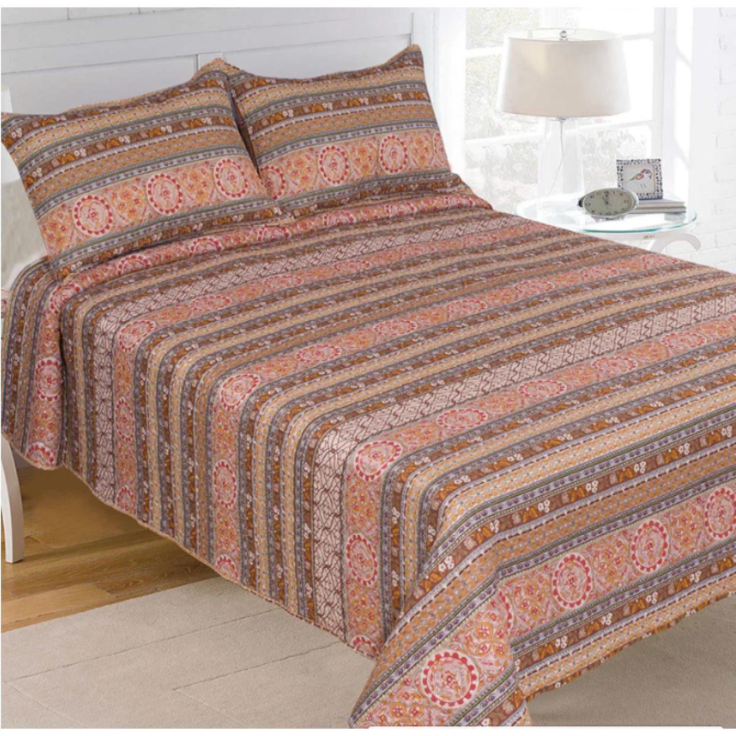 Cubrecamas Quillt Hotpress Estampado C/n Fundas 2,5 Plazas Doral-0