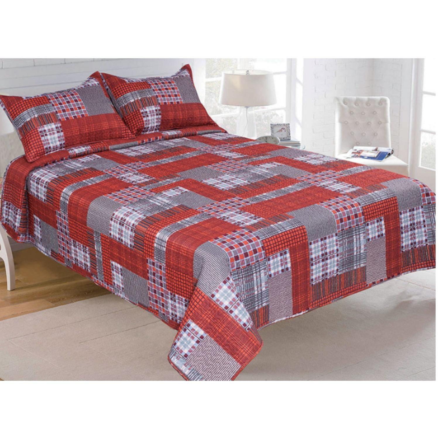 Cubrecamas Quillt Hotpress Estampado C/n Fundas 2,5 Plazas Doral-4