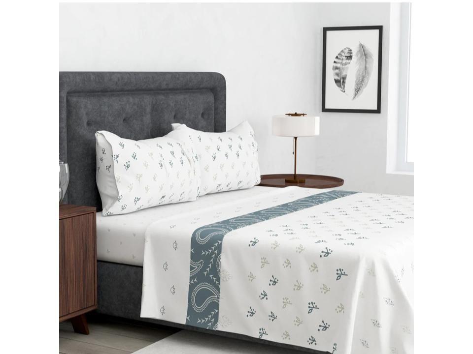 Juego Sábanas 2,0 Plazas Estampadas Doral 144 Hilos Premium Composé-3