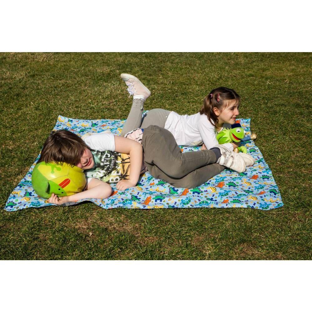 Manta Picnic y Playa Impermeable Infantil  Dinosaurios Azul-2