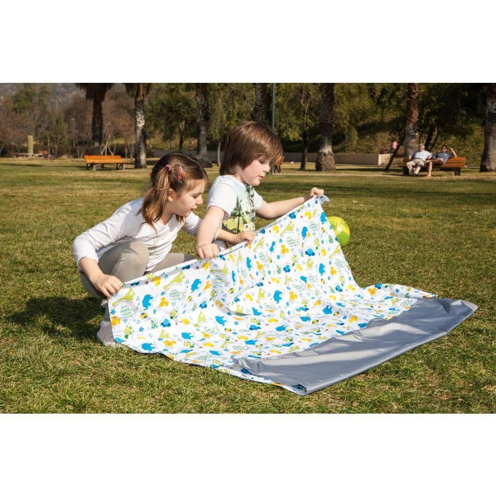Manta Picnic y Playa Impermeable Infantil  Animales Azul-5