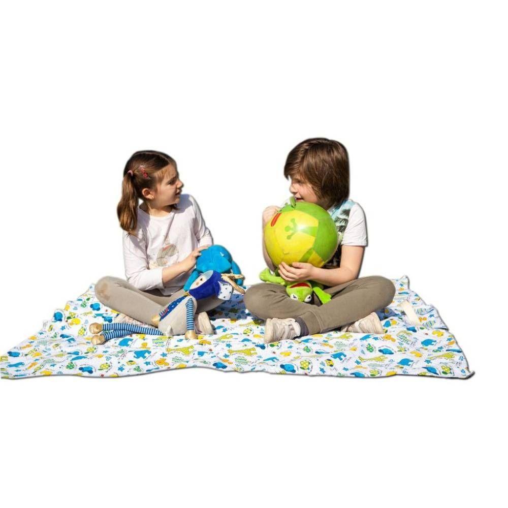 Manta Picnic y Playa Impermeable Infantil  Animales Azul-1