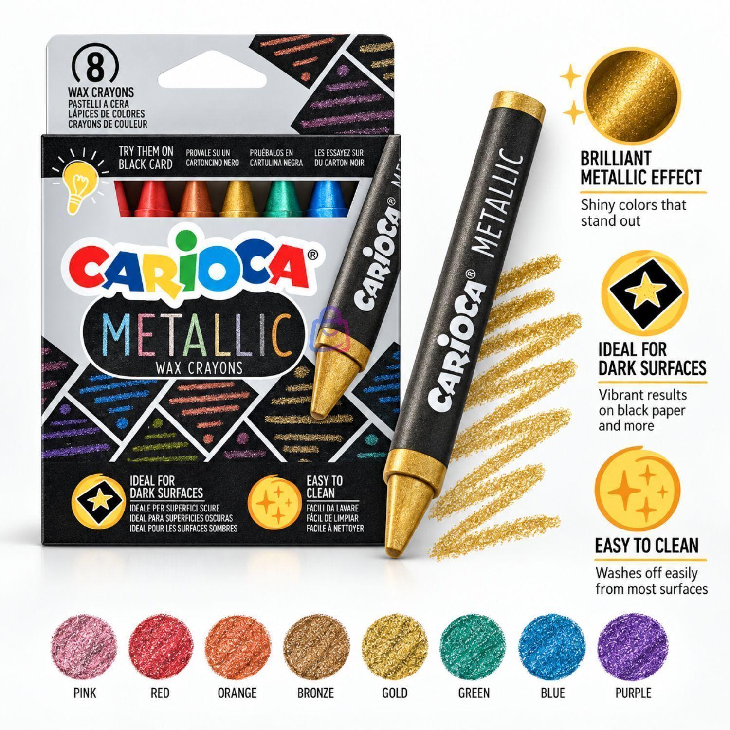 Crayones Metalicos Carioca 8 Colores - PS-2