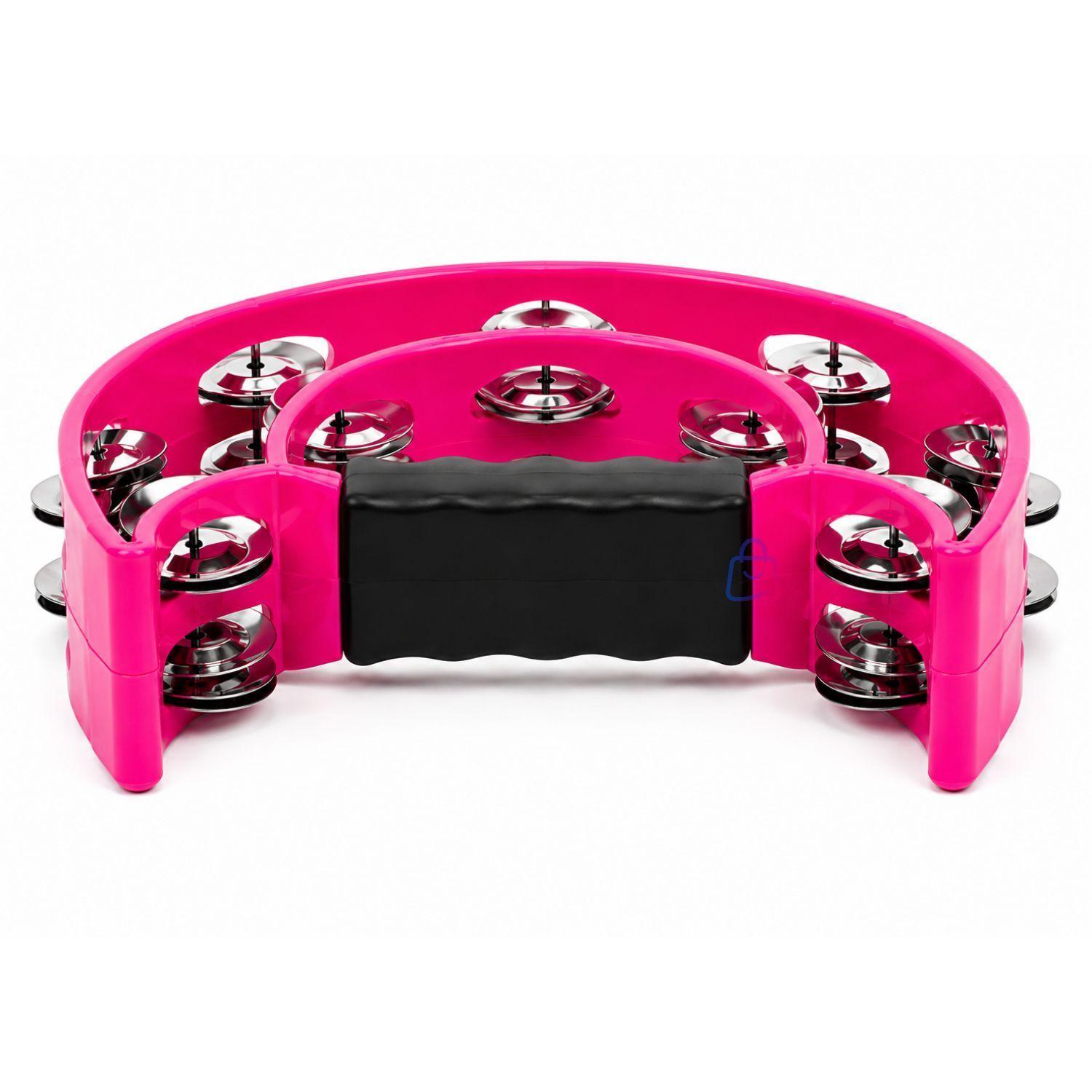 Pandero Media Luna Rosado Sonajas Metalicas PS-2