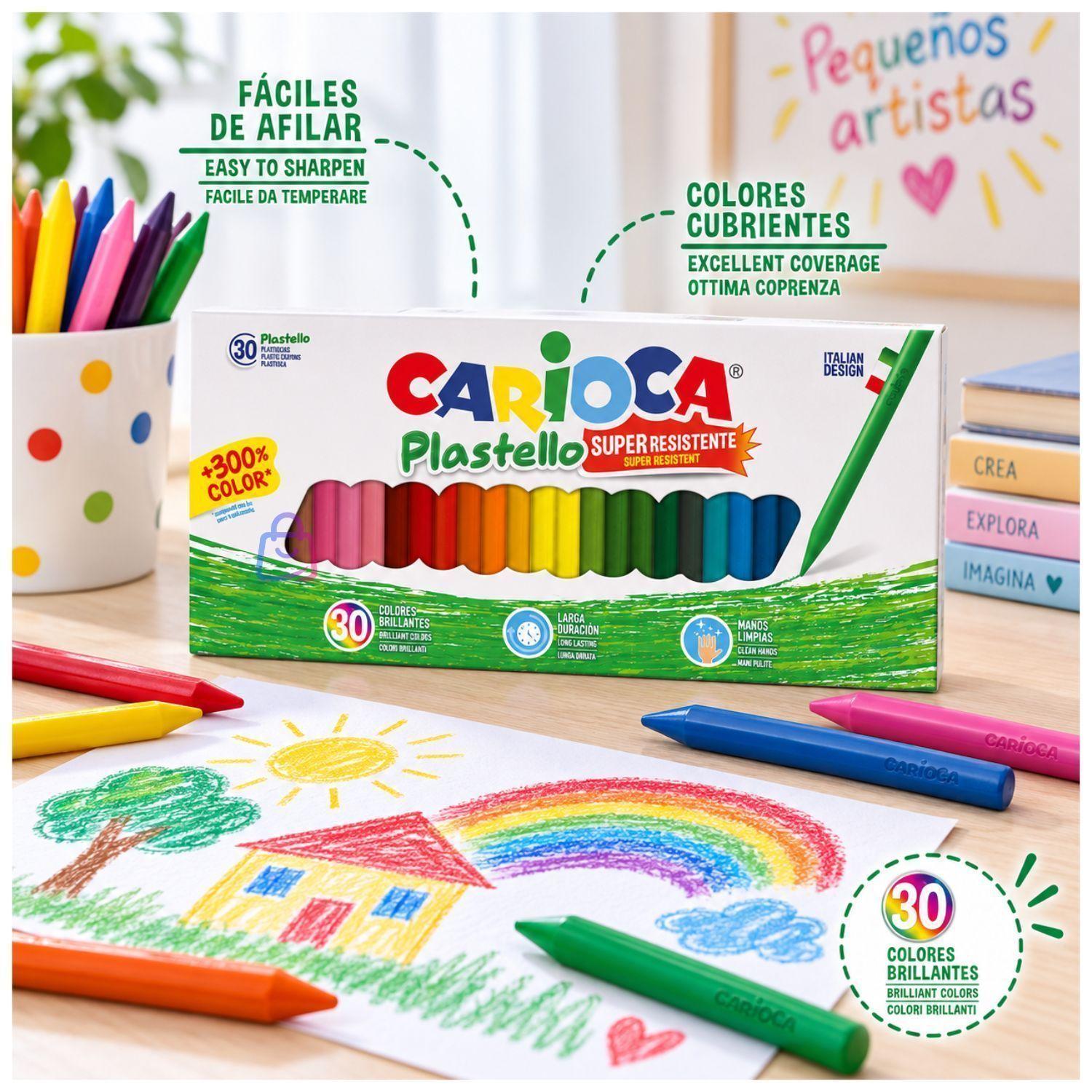 Crayones Carioca Plastello 30 Colores Lavables PS-2