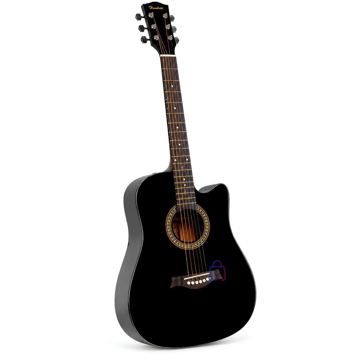Guitarra Acustica 39 Pulgadas Negra con Funda y Cuerdas PS-3