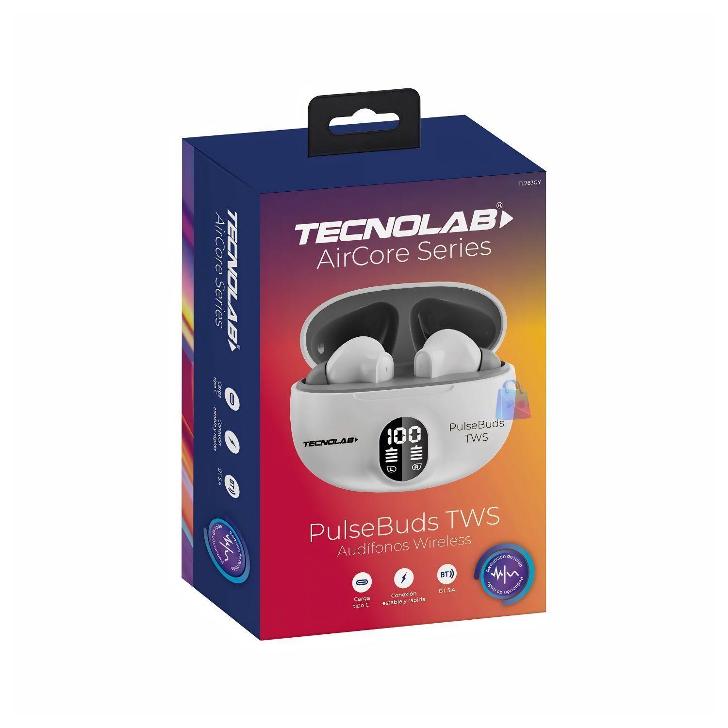 Audifonos TWS Bluetooth Touch USB C Visor LED Gris PS-1