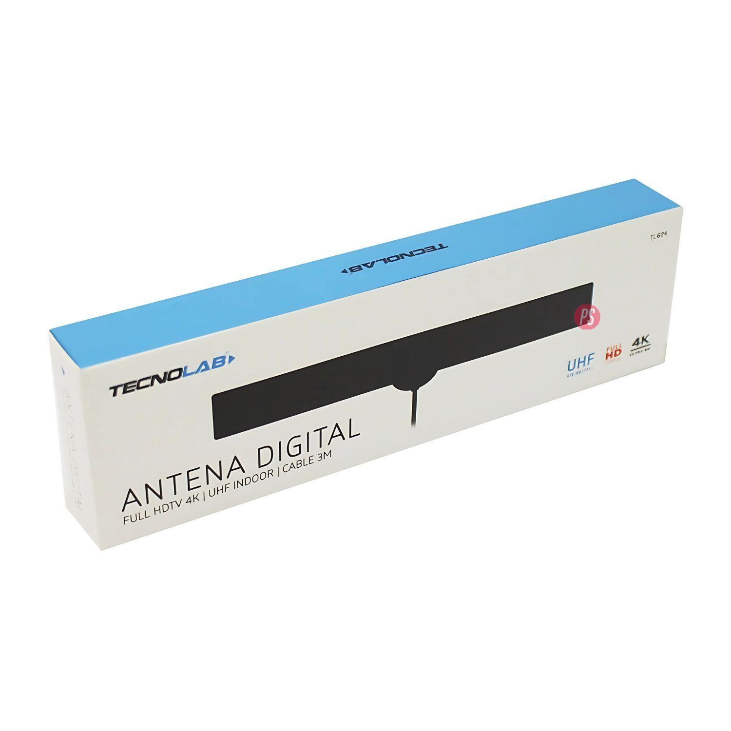 Antena TV Digital Plana 3-5dB Con Cable 3mts - PS-2