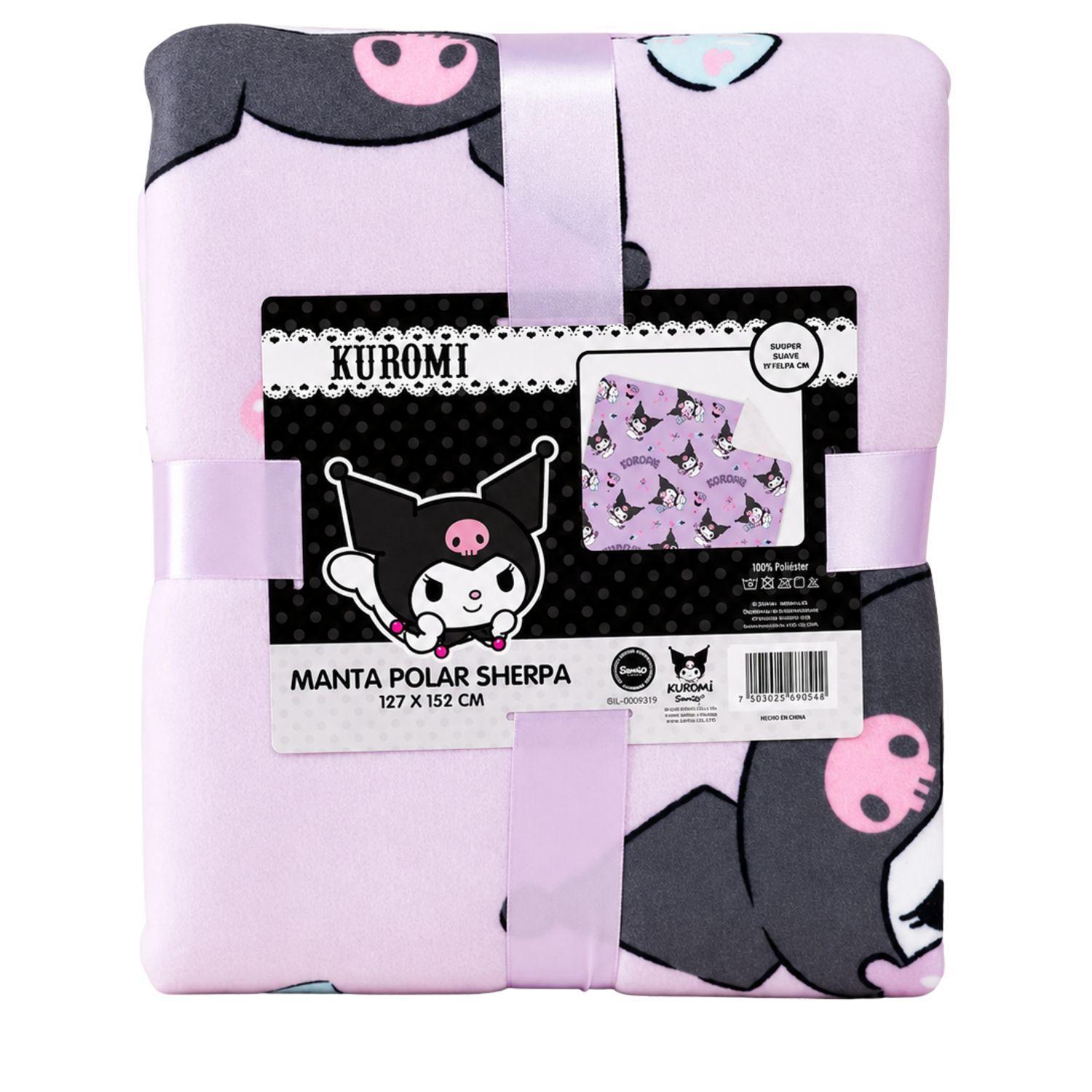 Manta Polar Sherpa Dise o Kuromi 127x152cms Suave PS-0