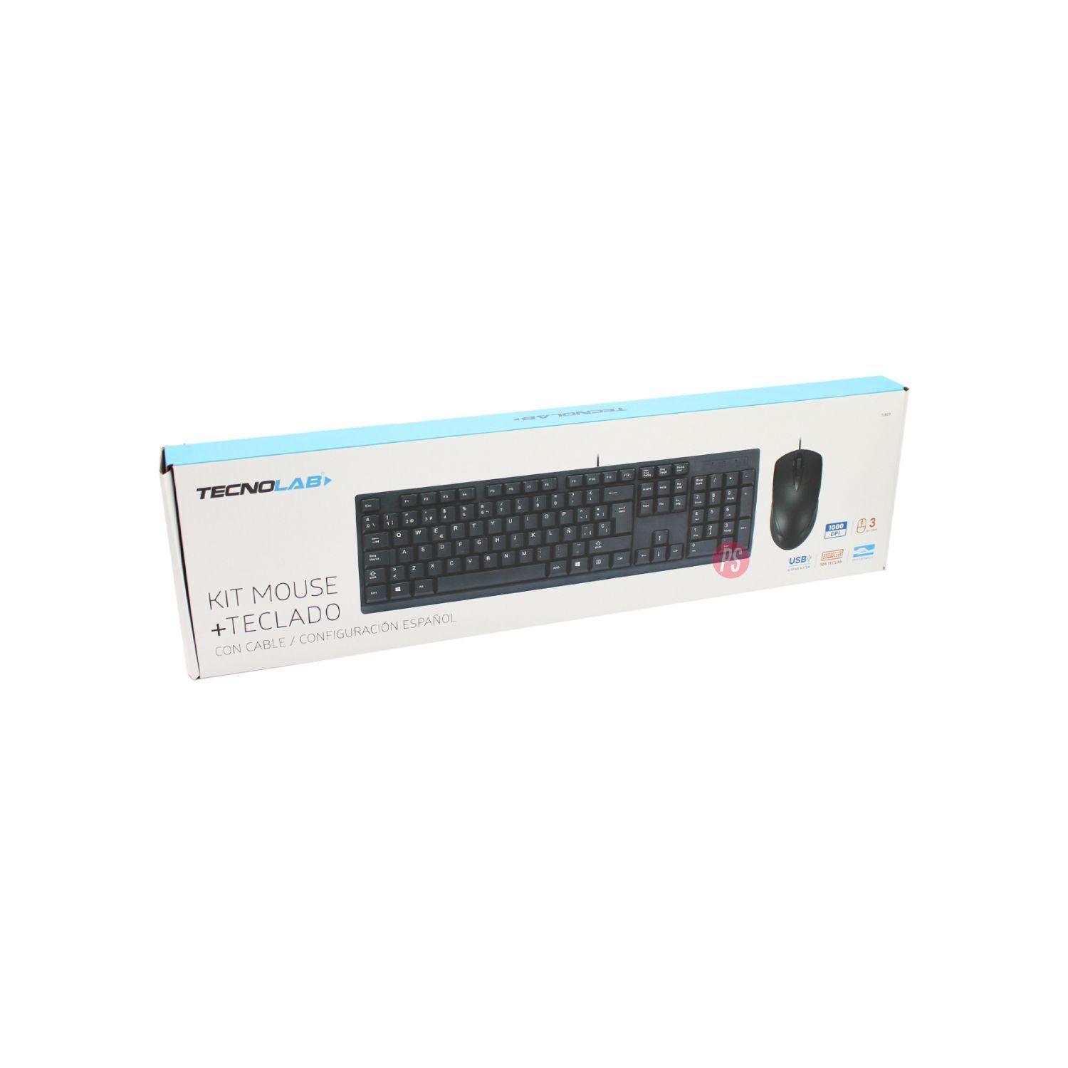 Kit Teclado y Mouse con Cable USB Color Negro - PS-2