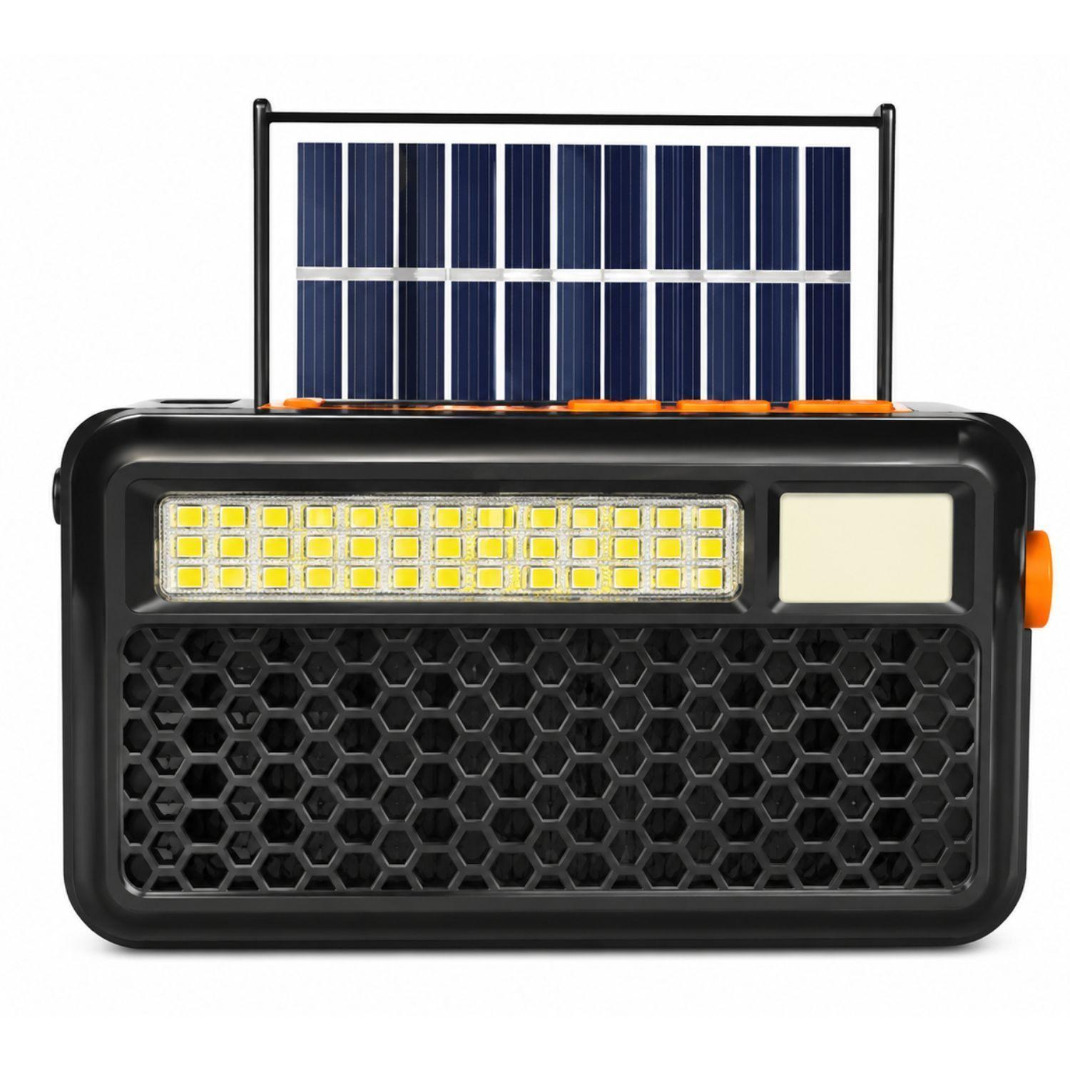 Radio Retro Solar Bluetooth FM AM USB Linterna Negro PS-0