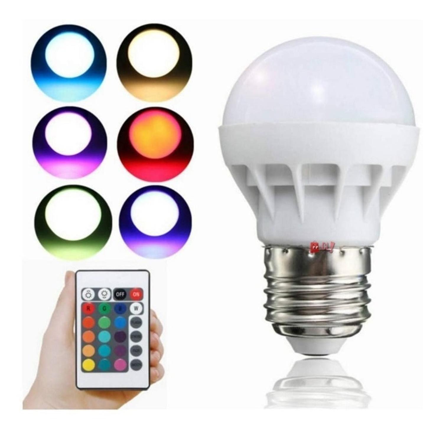 Ampolleta Led 3w Rgb Conector E27 Con Control Remoto - Ps-2