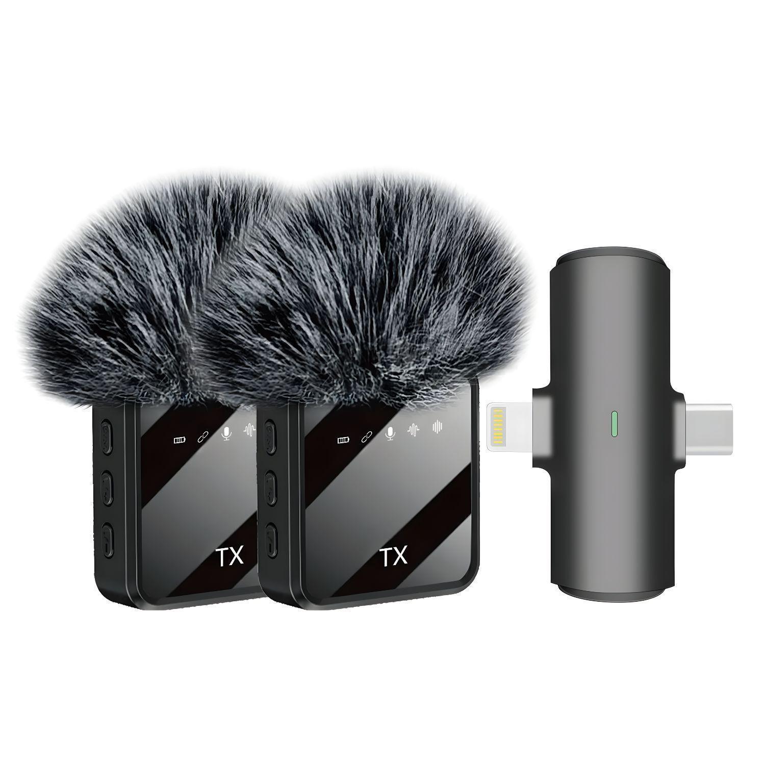 Microfono Lavalier Dual Inalambrico USB C Lightning - PS-0