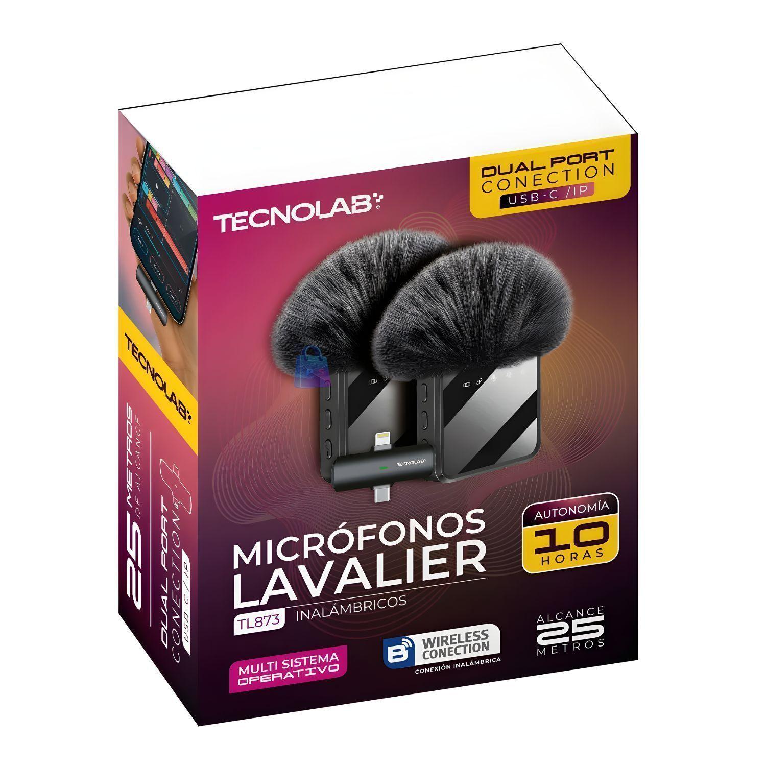 Microfono Lavalier Dual Inalambrico USB C Lightning - PS-2