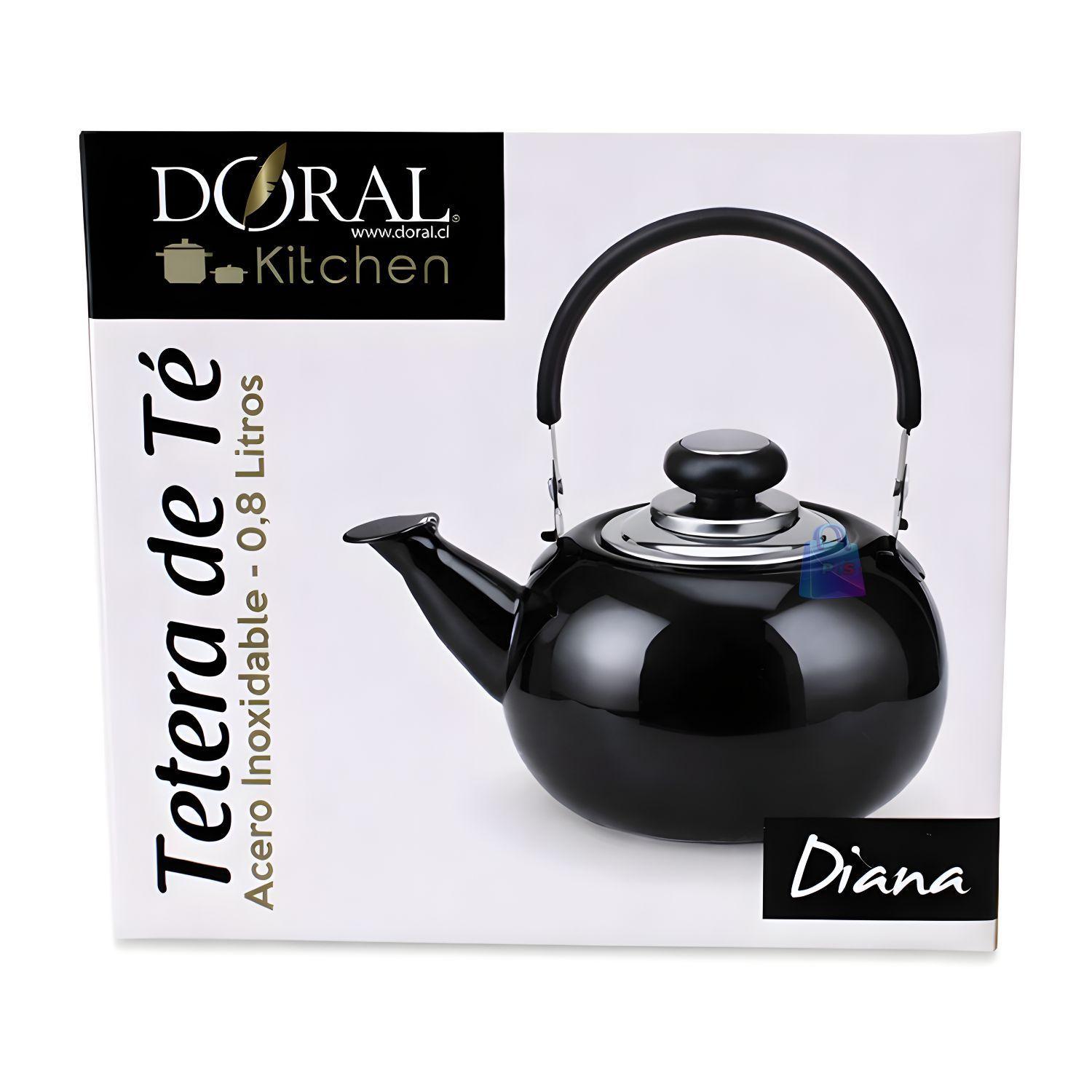 Tetera De Acero Inoxidable 800ml Color Negro PS-3