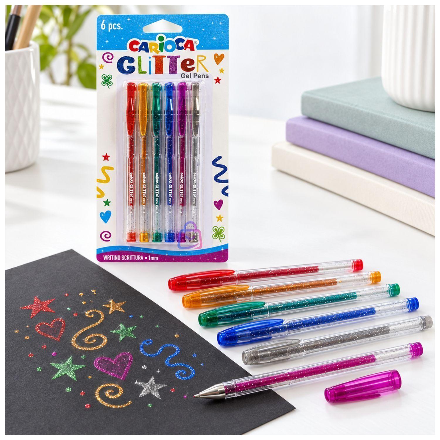 Boligrafos Gel Glitter Carioca 6 Colores Punta 1 Mm PS-2