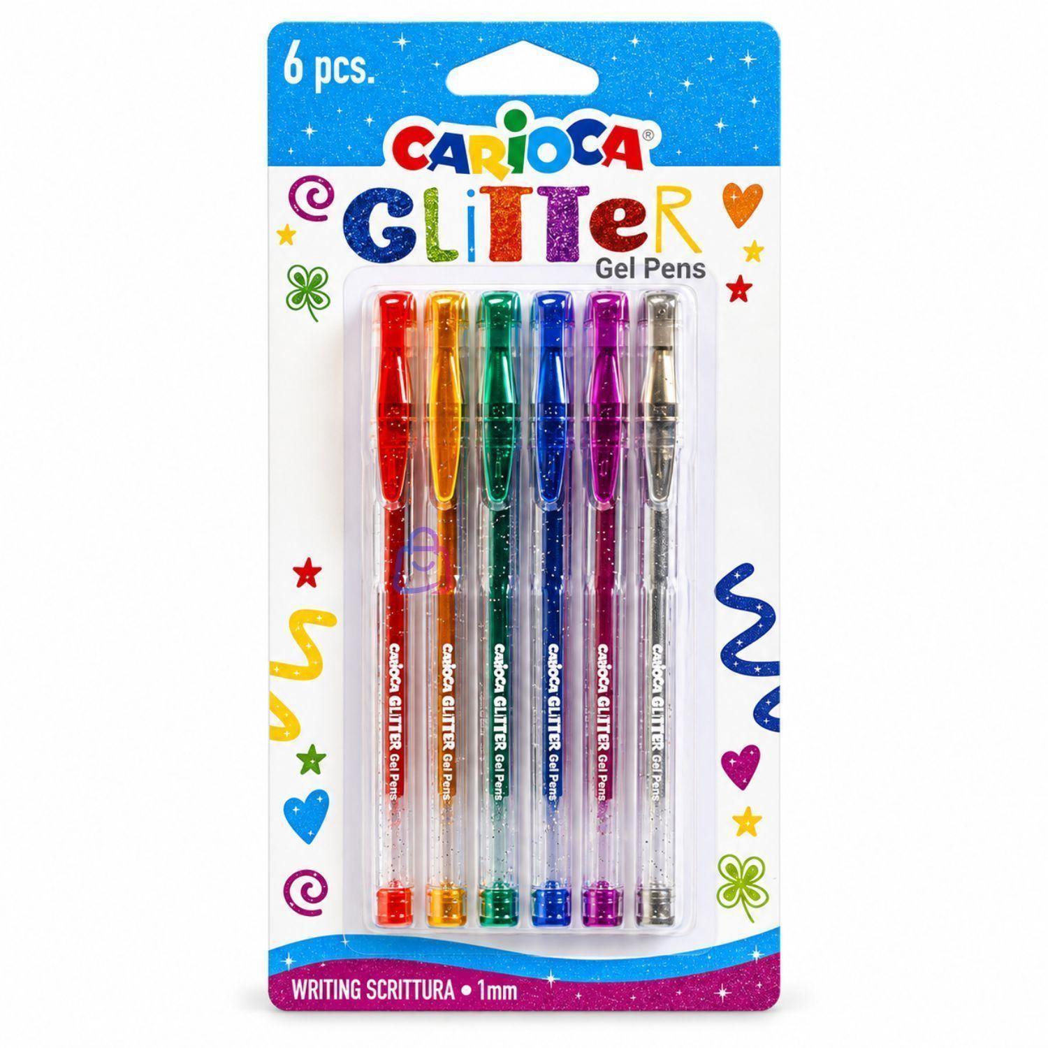 Boligrafos Gel Glitter Carioca 6 Colores Punta 1 Mm PS-3