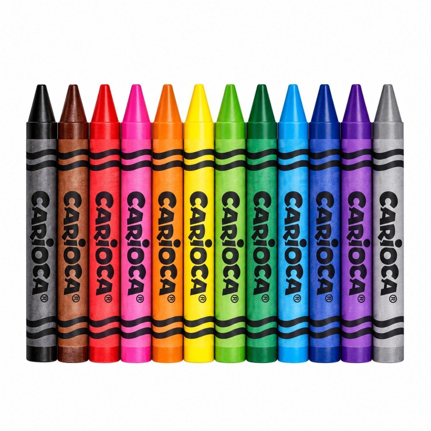 Crayones de Cera Carioca 12 Colores Lavables Escolares PS-0