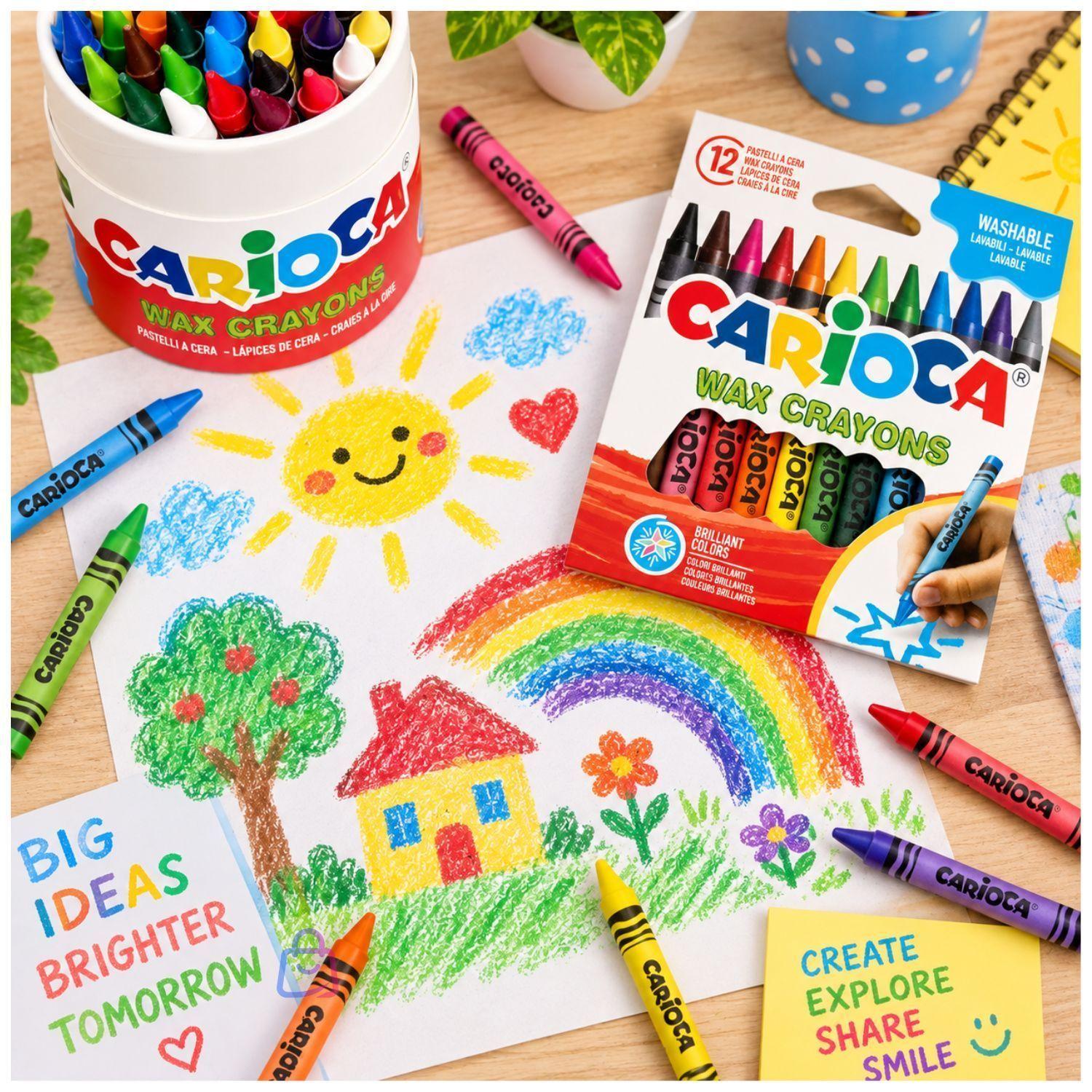 Crayones de Cera Carioca 12 Colores Lavables Escolares PS-2
