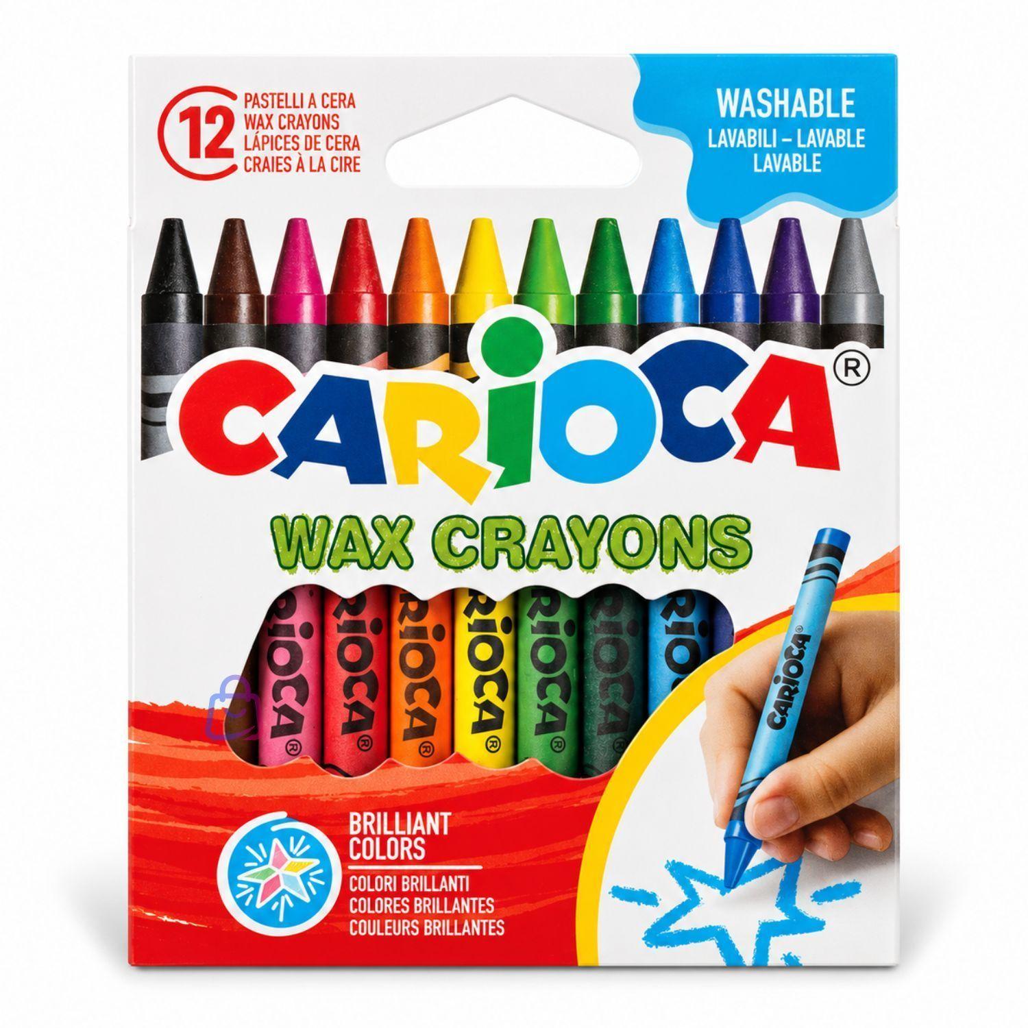 Crayones de Cera Carioca 12 Colores Lavables Escolares PS-3