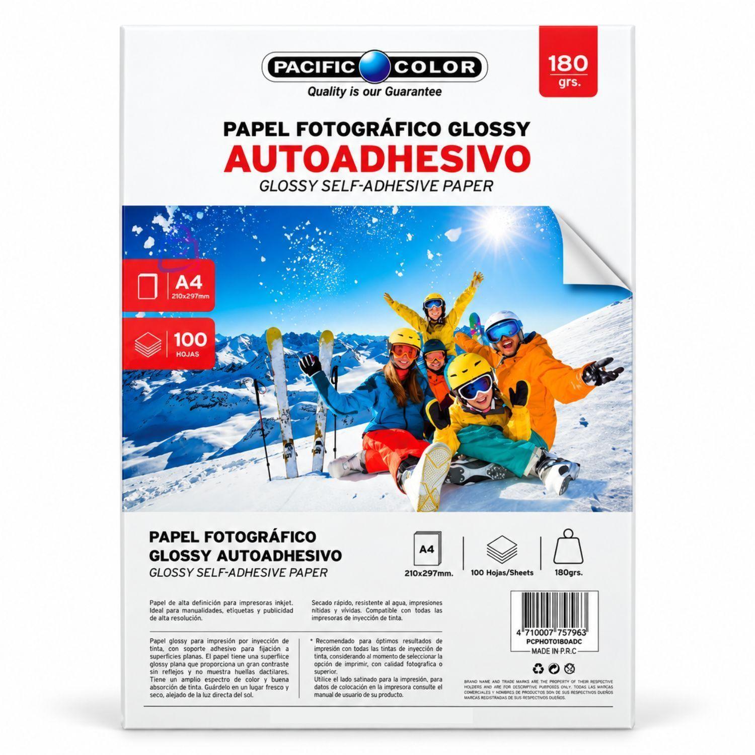 Papel Fotografico Adhesivo A4 Glossy 180g 100 Hojas PS-3