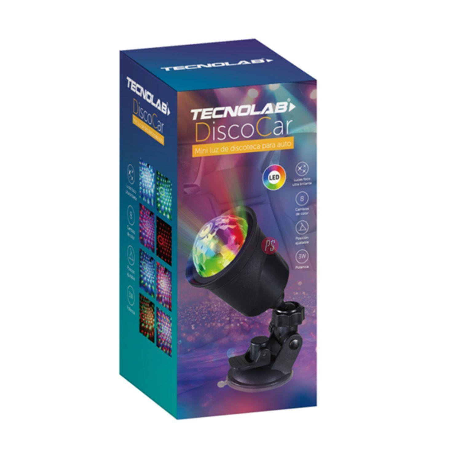 Luz Disco RGB Auto Sensor Musica USB C Recargable PS-2