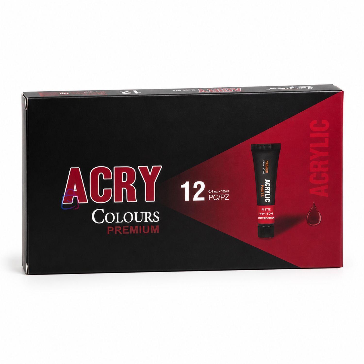 Pintura Acrilica 12 Colores 12ml Premium PS-2