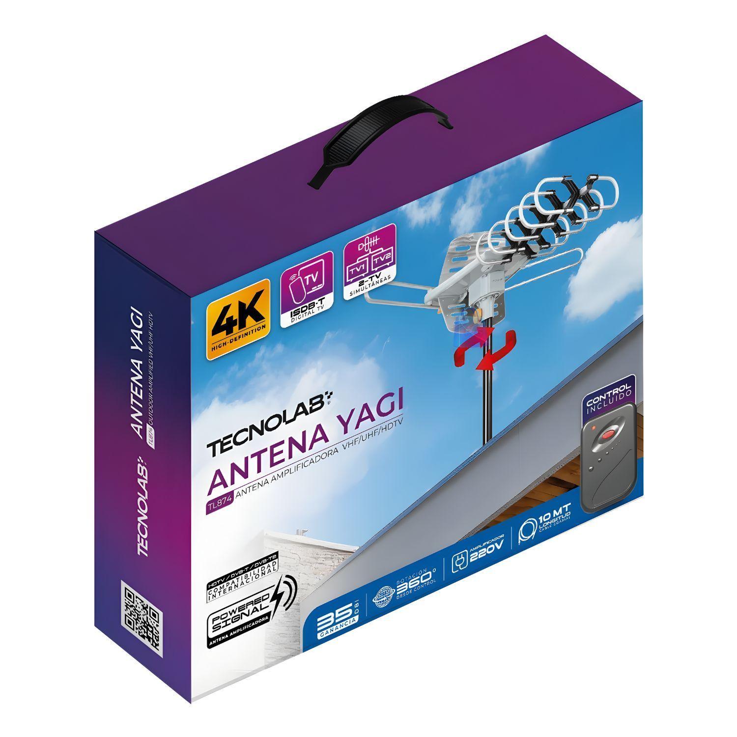 Antena TV Con Motor 360 Grados VHF UHF HD con Control PS-3