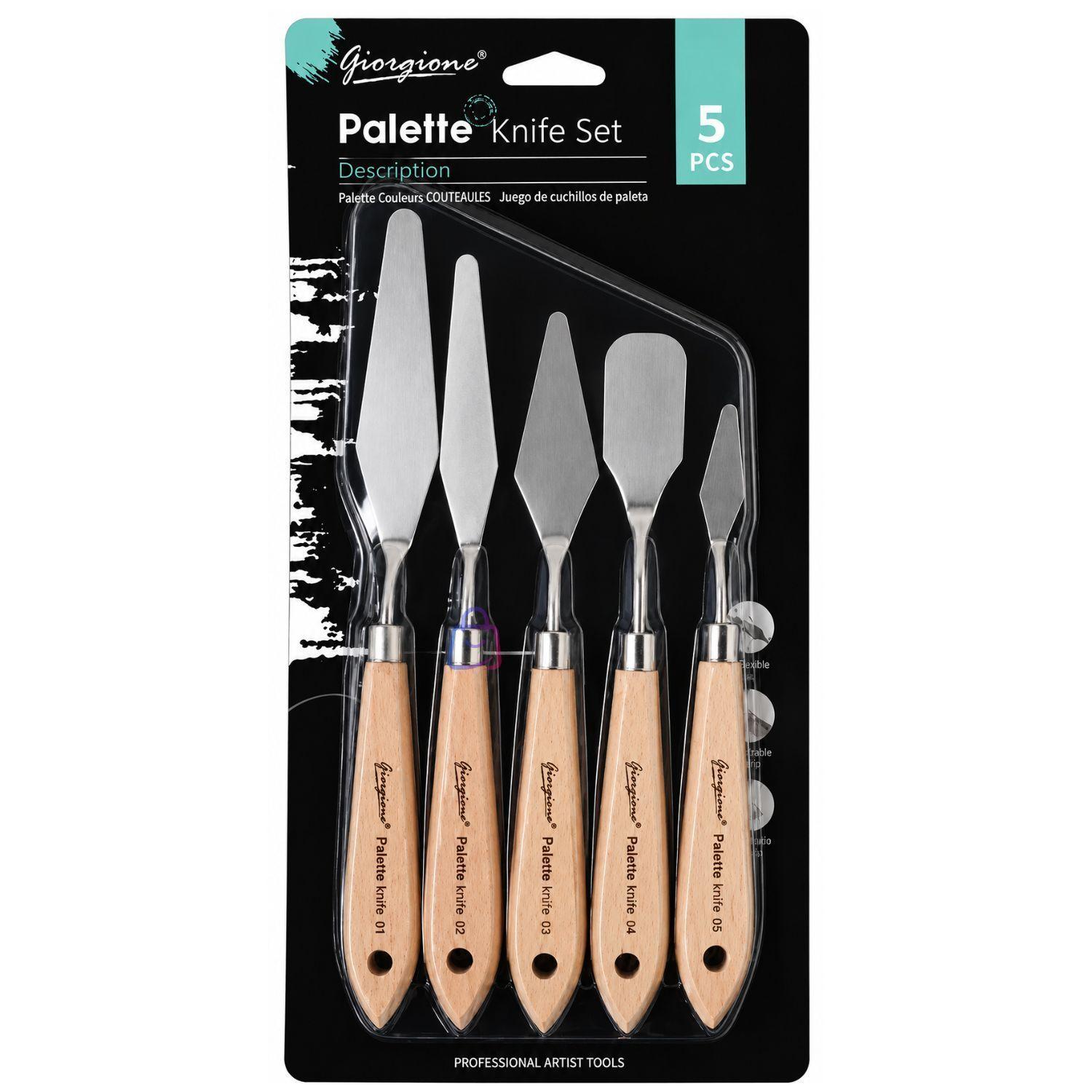 Set 5 Espatulas G WD para Pintura Oleo Acr lica Madera PS-1