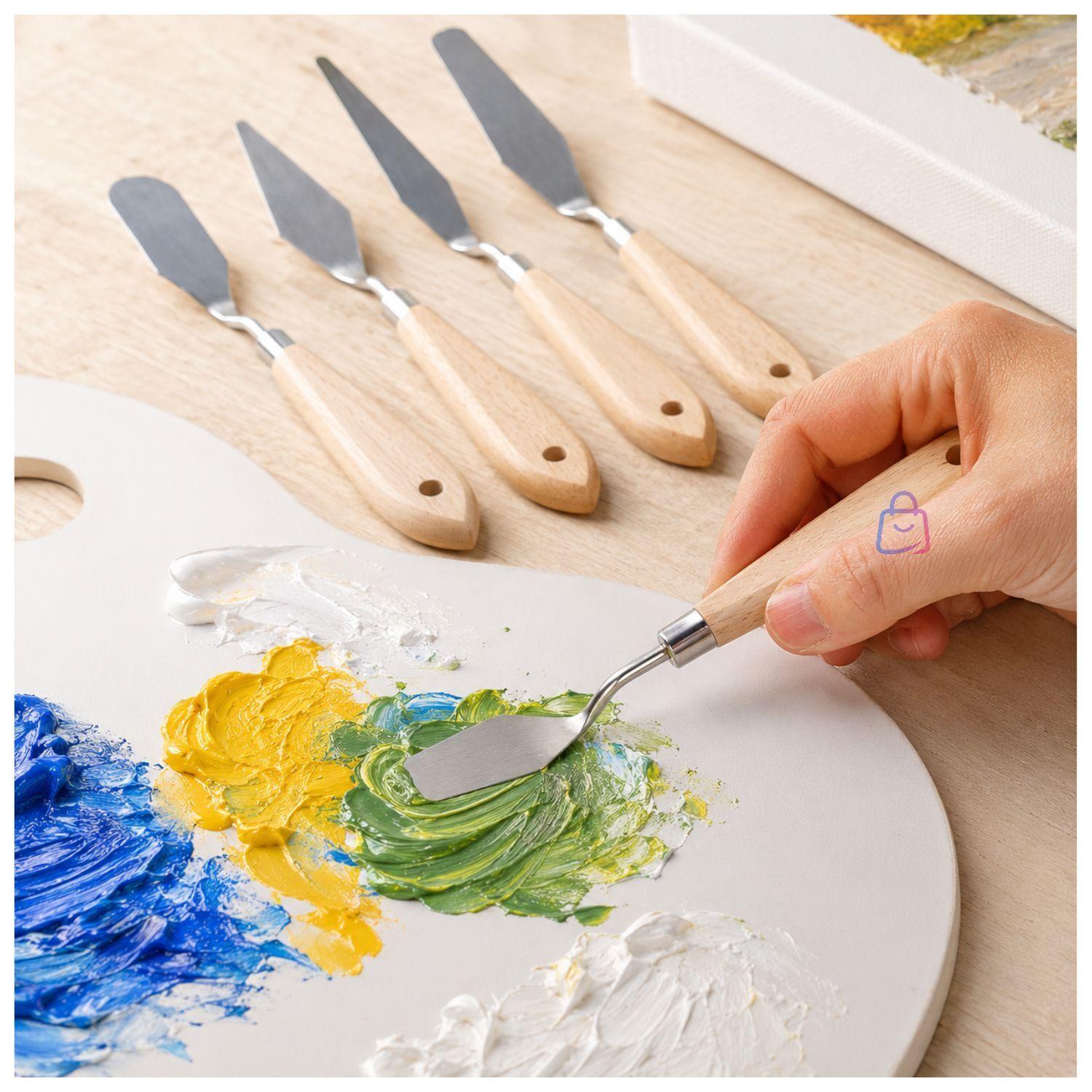 Set 5 Espatulas G WD para Pintura Oleo Acr lica Madera PS-2