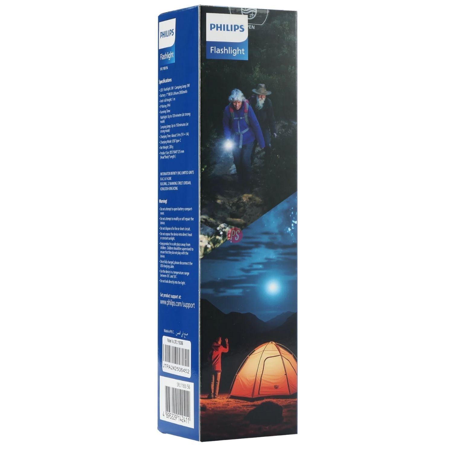 Linterna Recargable Philips Multifuncion LED Zoom USB C PS-2