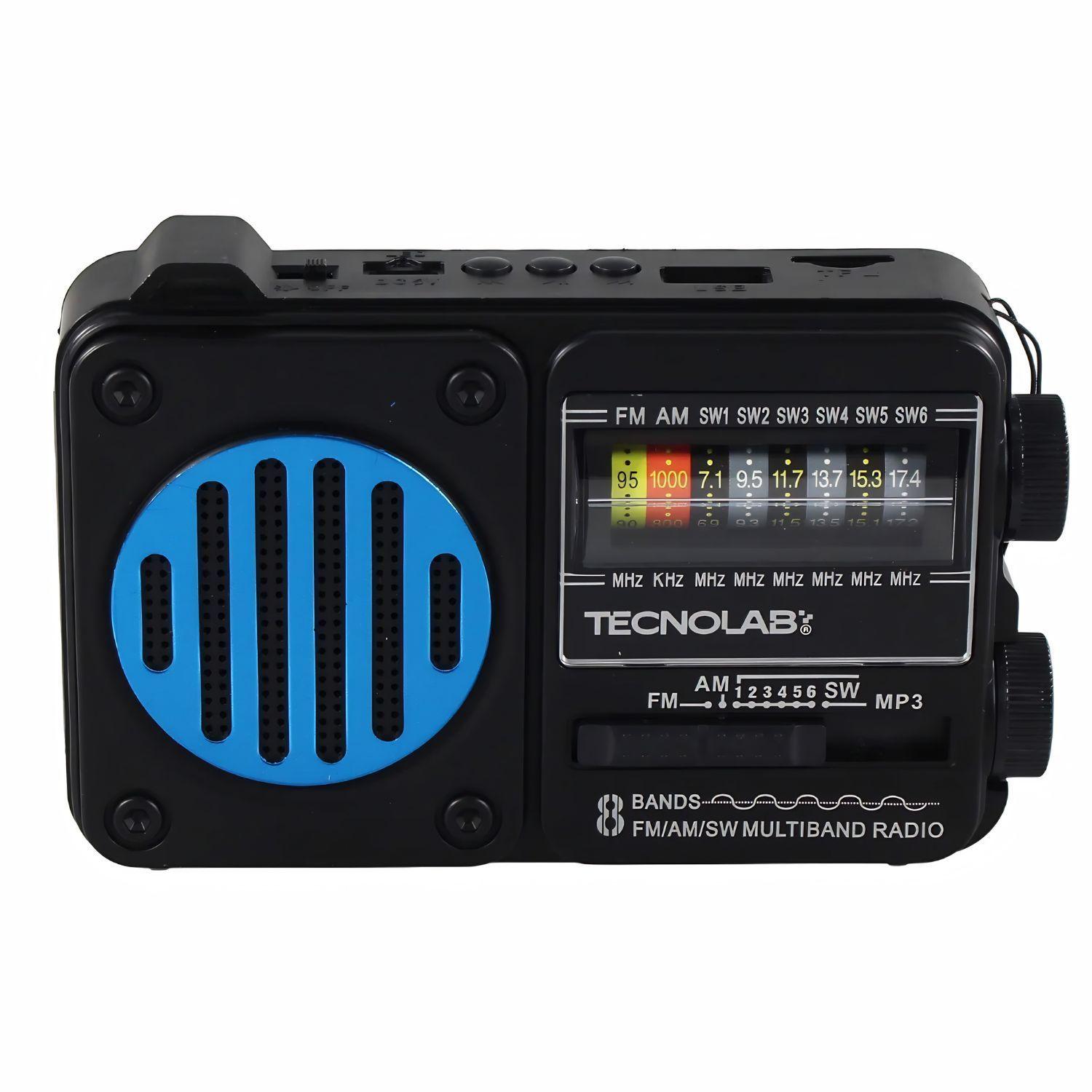 Radio Solar Bluetooth AM FM USB Linterna LED Azul PS-0