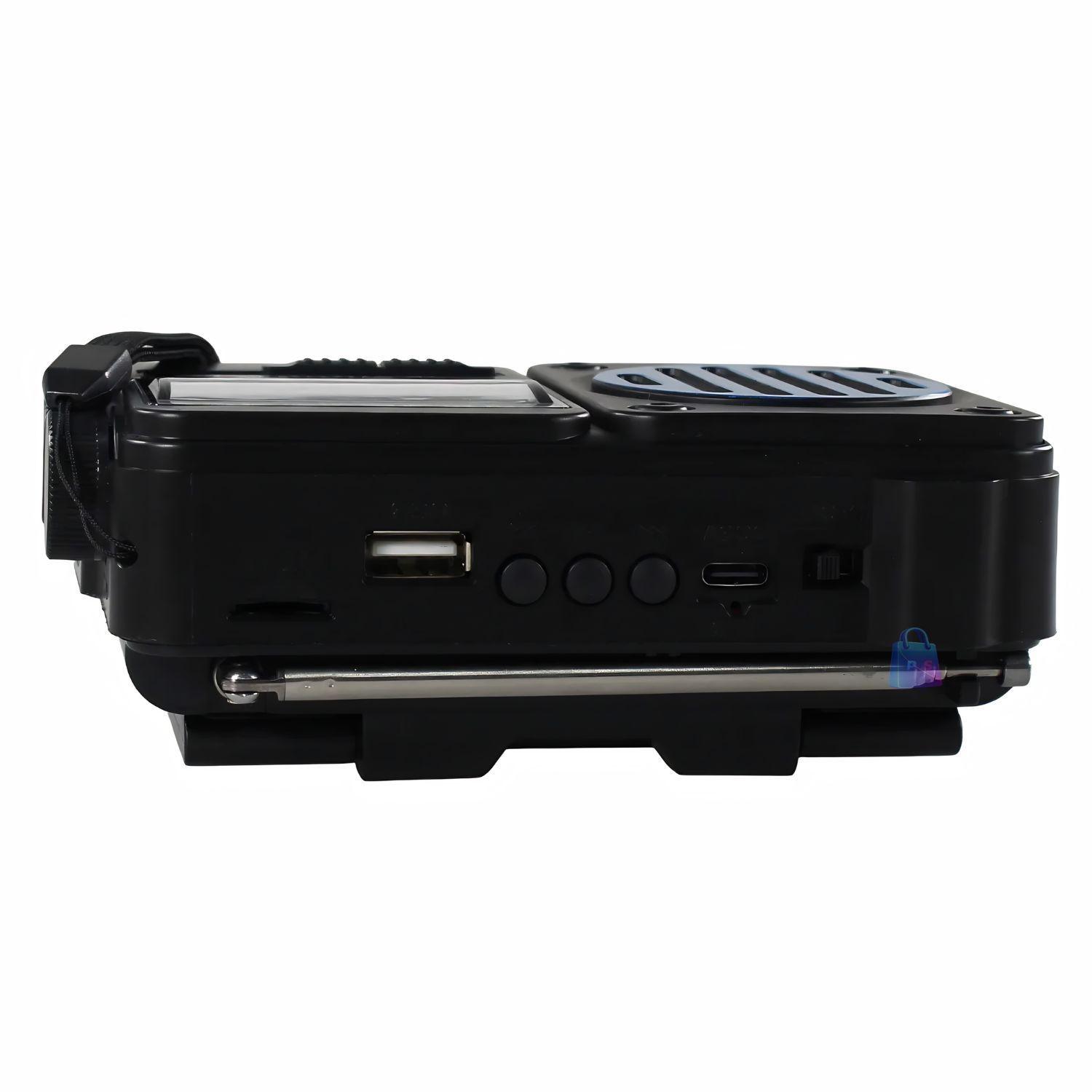 Radio Solar Bluetooth AM FM USB Linterna LED Azul PS-3