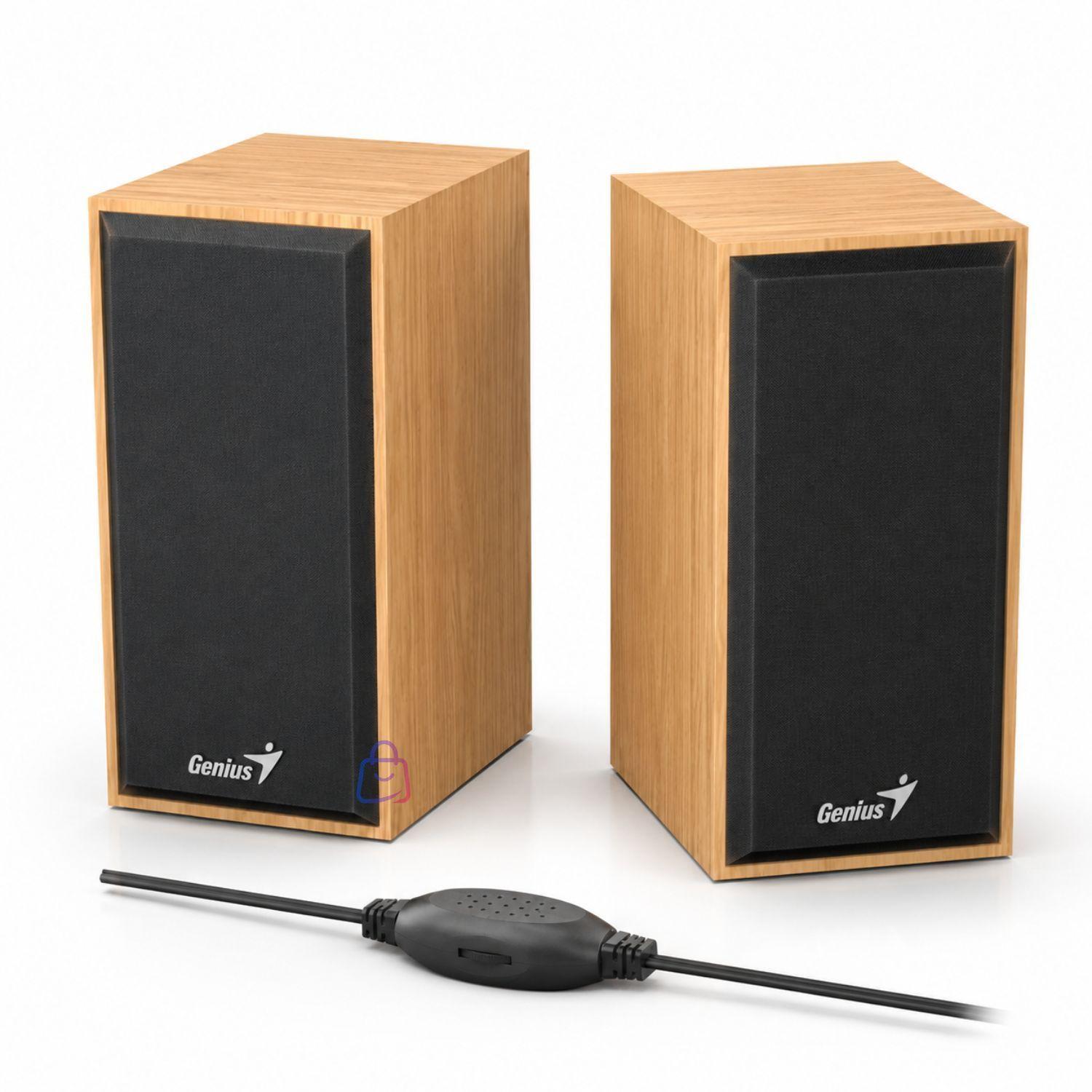 Parlantes Genius USB de Madera 6W para PC y Notebook PS-3