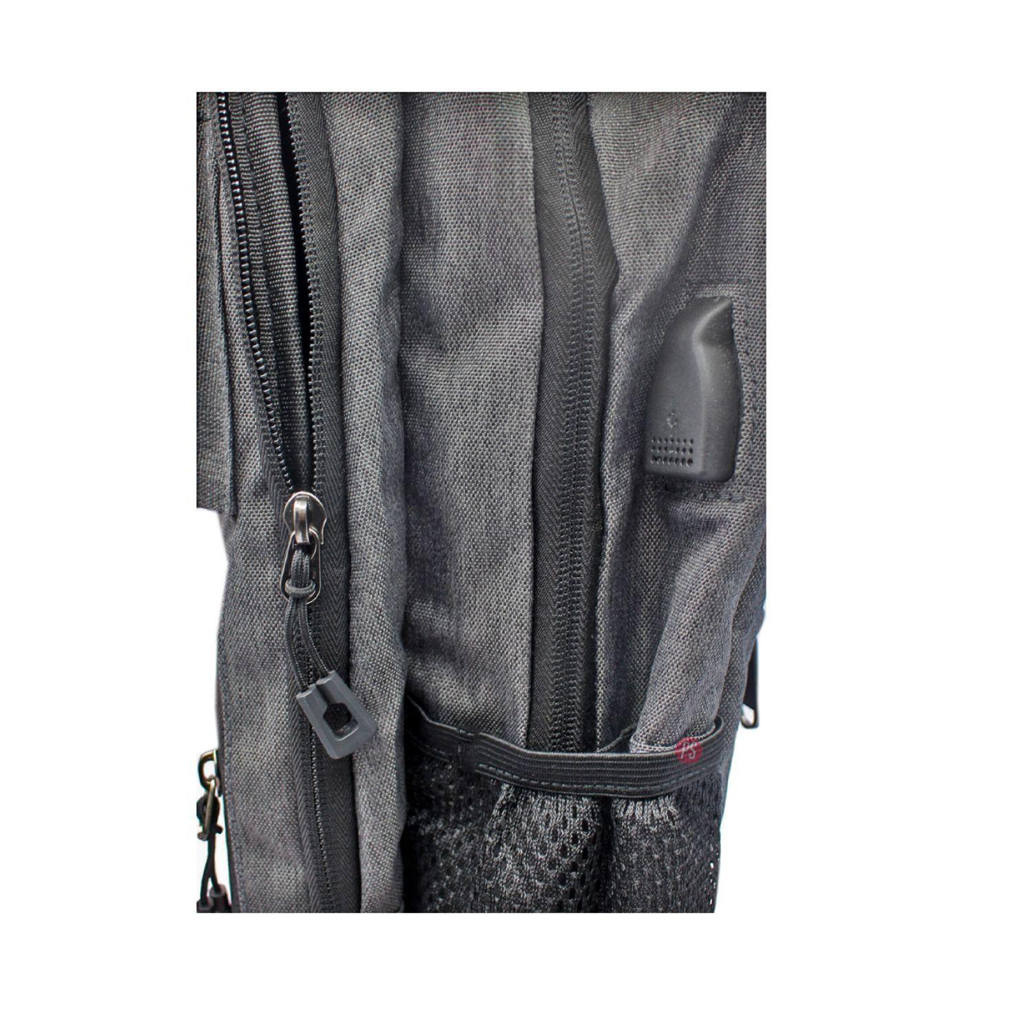 Mochila Notebook Puerto USB y Bolsillos Secretos Gris - PS-2