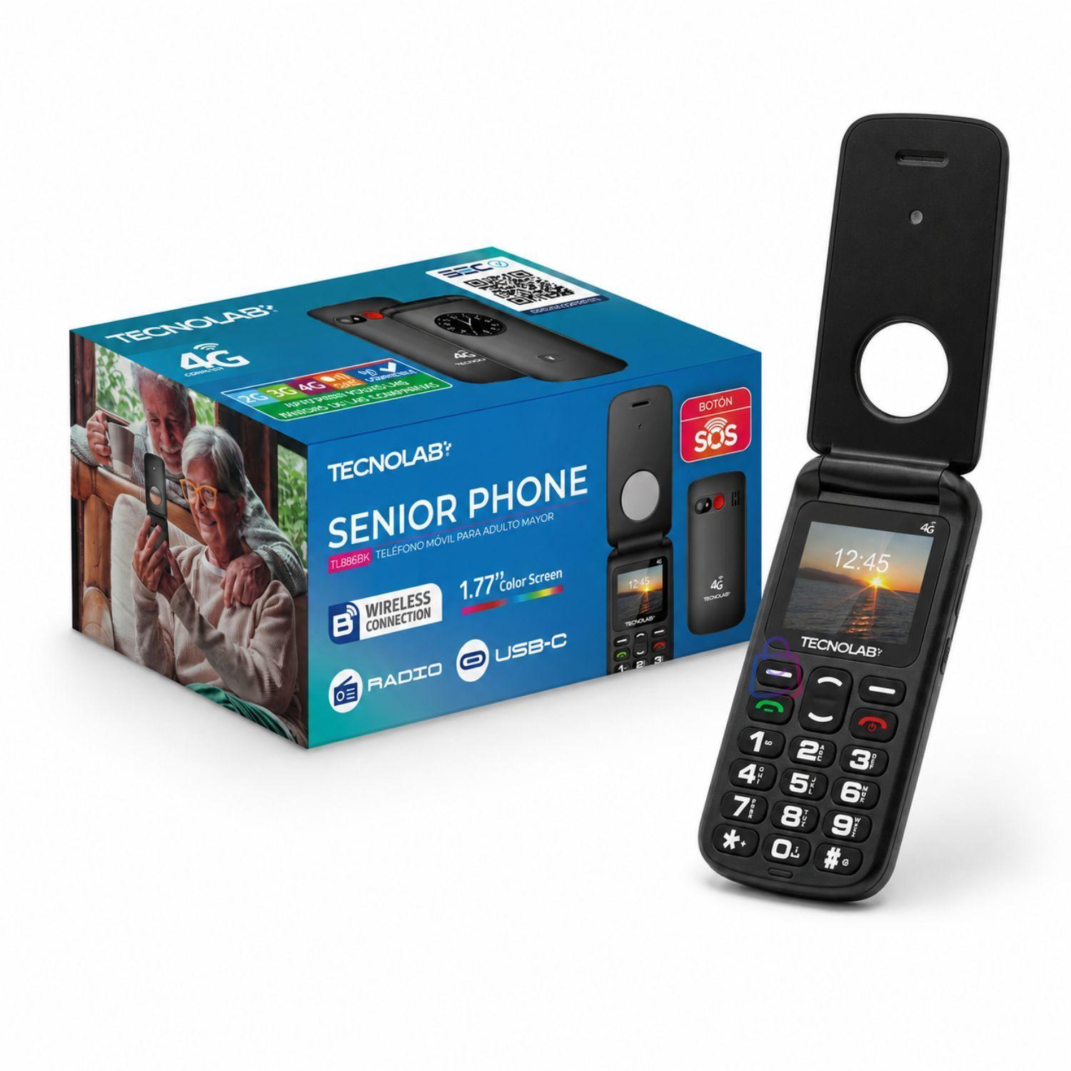Celular Senior 4G Liberado Flip SOS Adulto Mayor Color PS-3