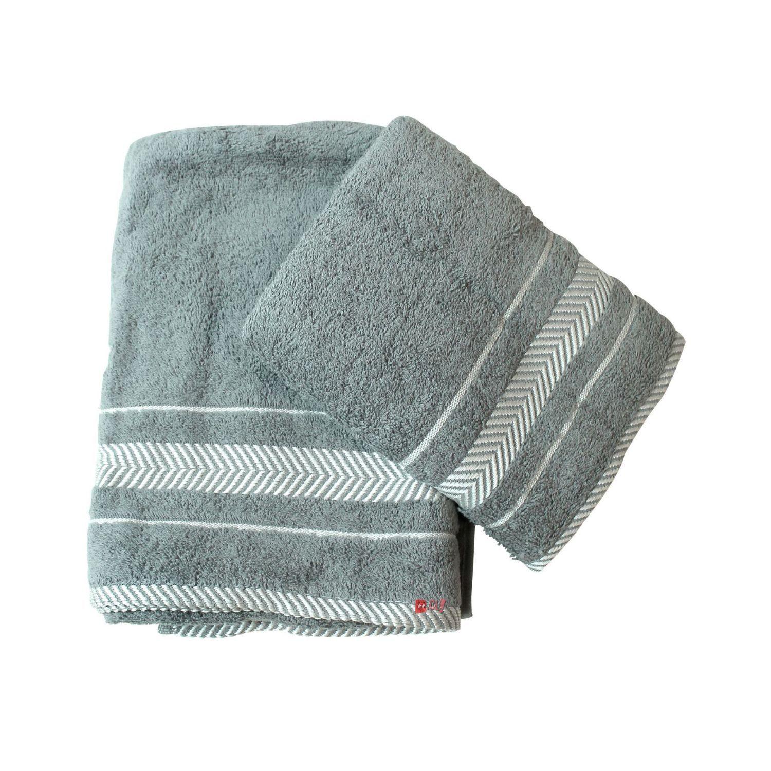 Juego De Dos Toallas Turcas Gris/blanco B&b Kitchen - PuntoStore-1