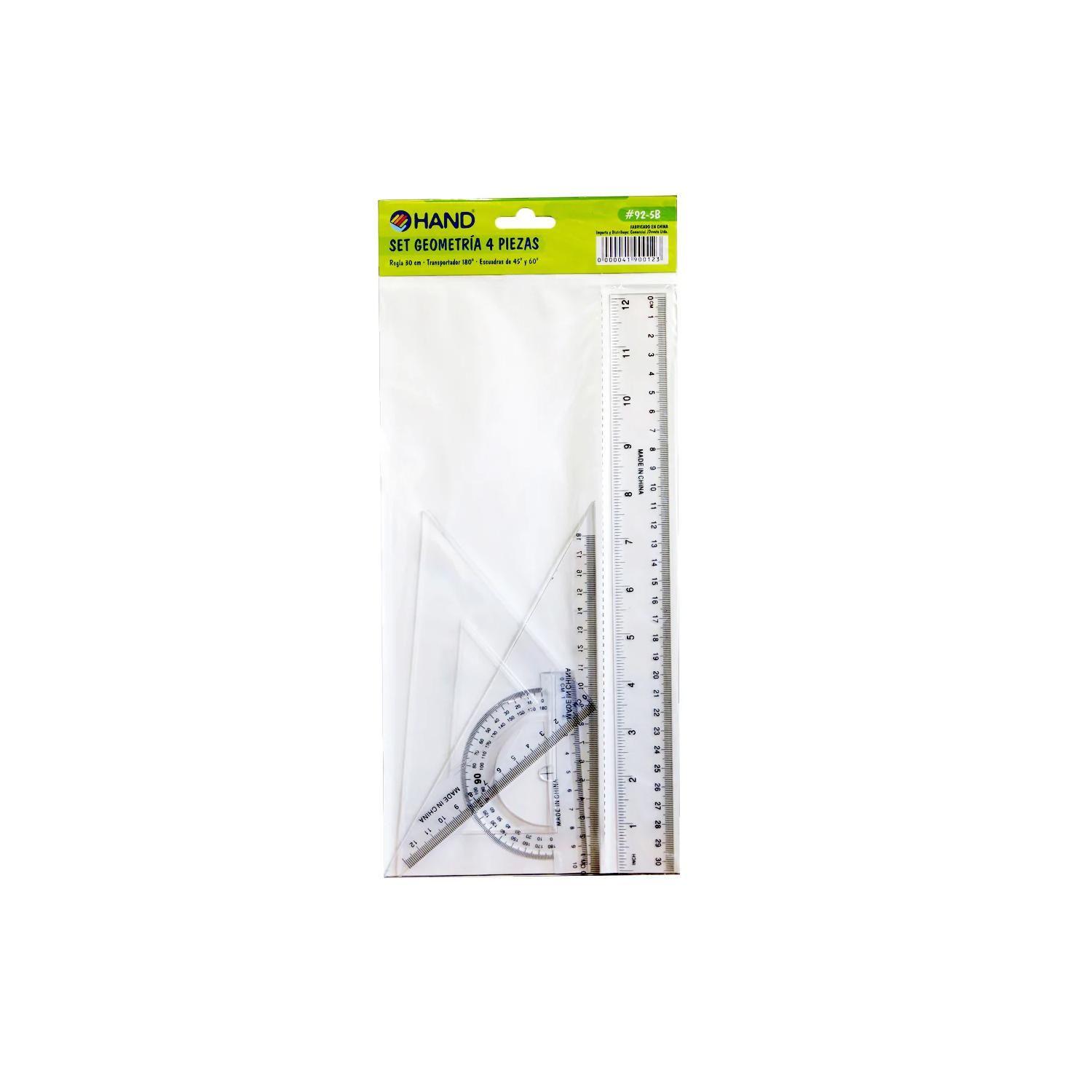 Set Geometría Regla 30cms + Transportador Y 2 Escuadras - Ps-0