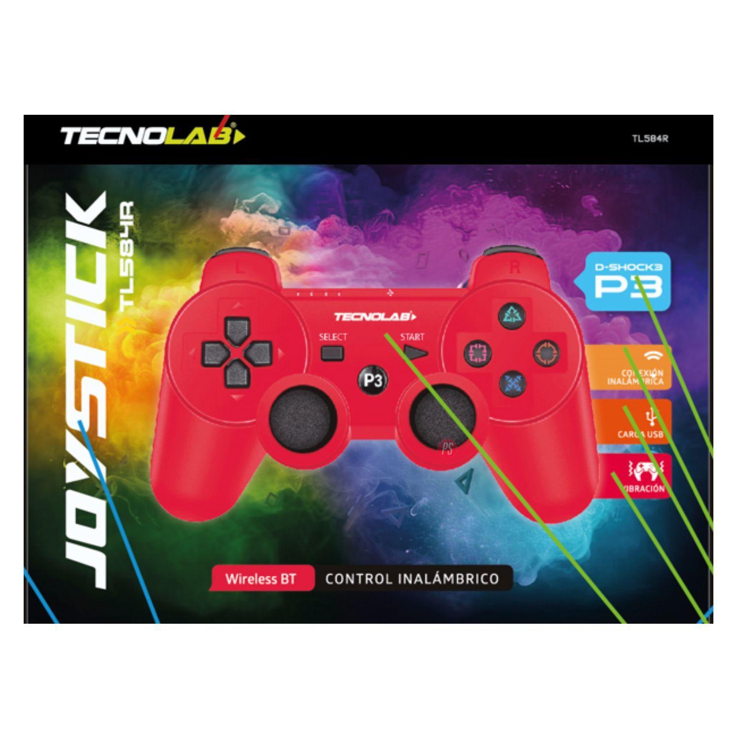 Joystick Compatible Ps3 Con Bluetooth Y Vibración Rojo - Ps-2