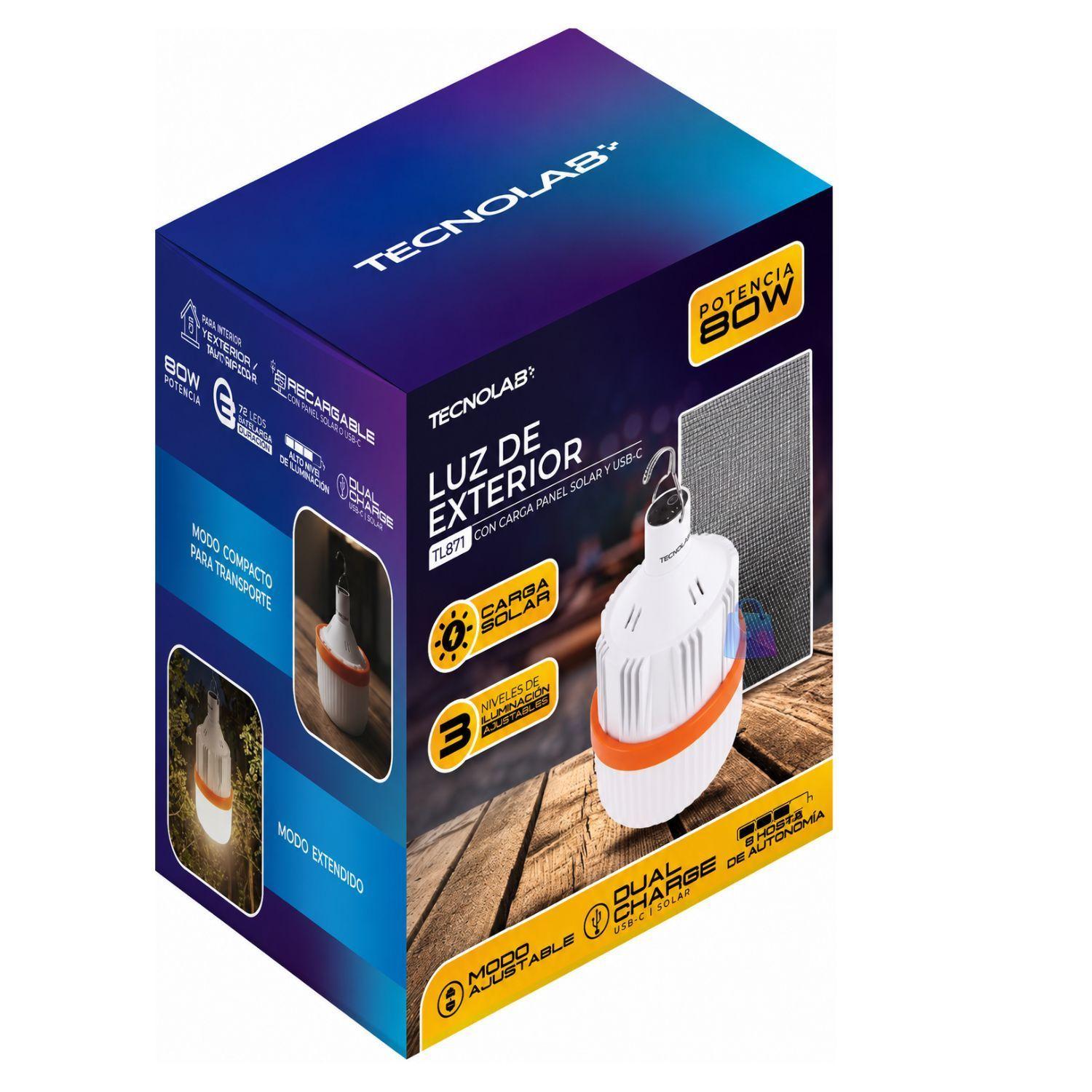 Lampara Solar Emergencia 80W Recargable USB C LED PS-2