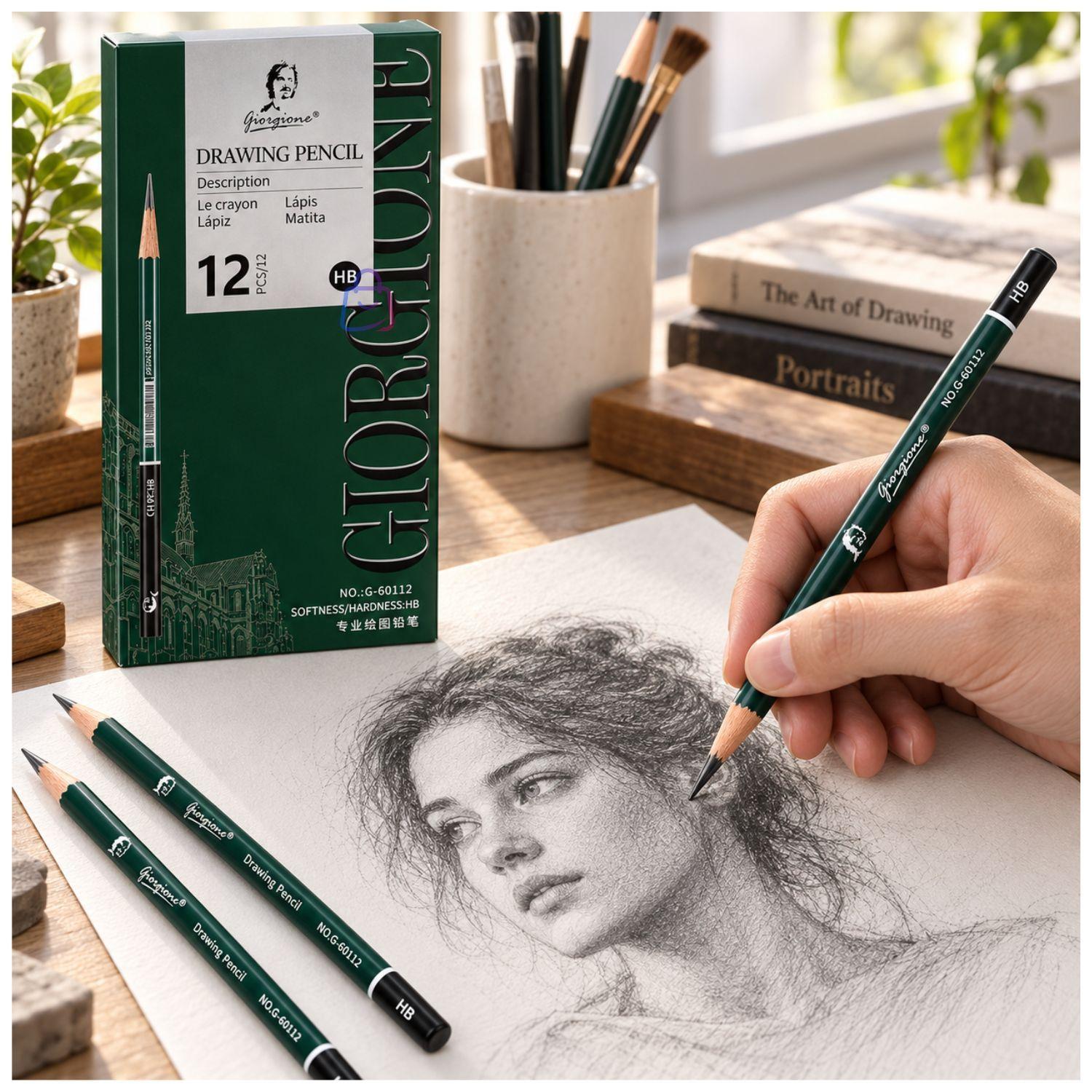 Set 12 Lapices Dibujo Grafito Carboncillo PS-2