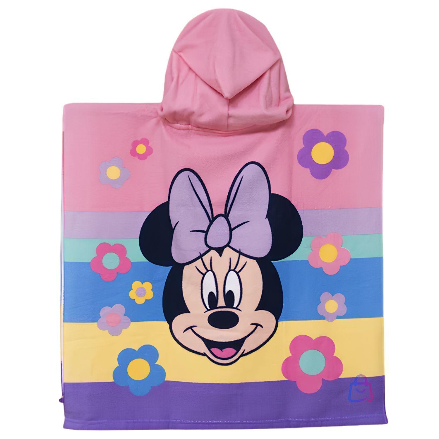 Toalla Playa Capucha Minnie Flores 60x60 Cm Microfibra PS-1