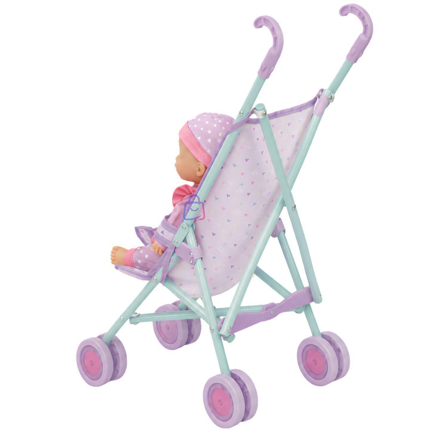 Mu eca Bebe 29cm Con Coche Plegable De Paseo PS-2