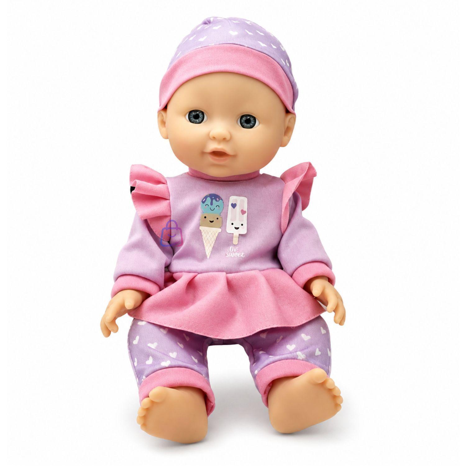 Mu eca Bebe 29cm Con Coche Plegable De Paseo PS-3