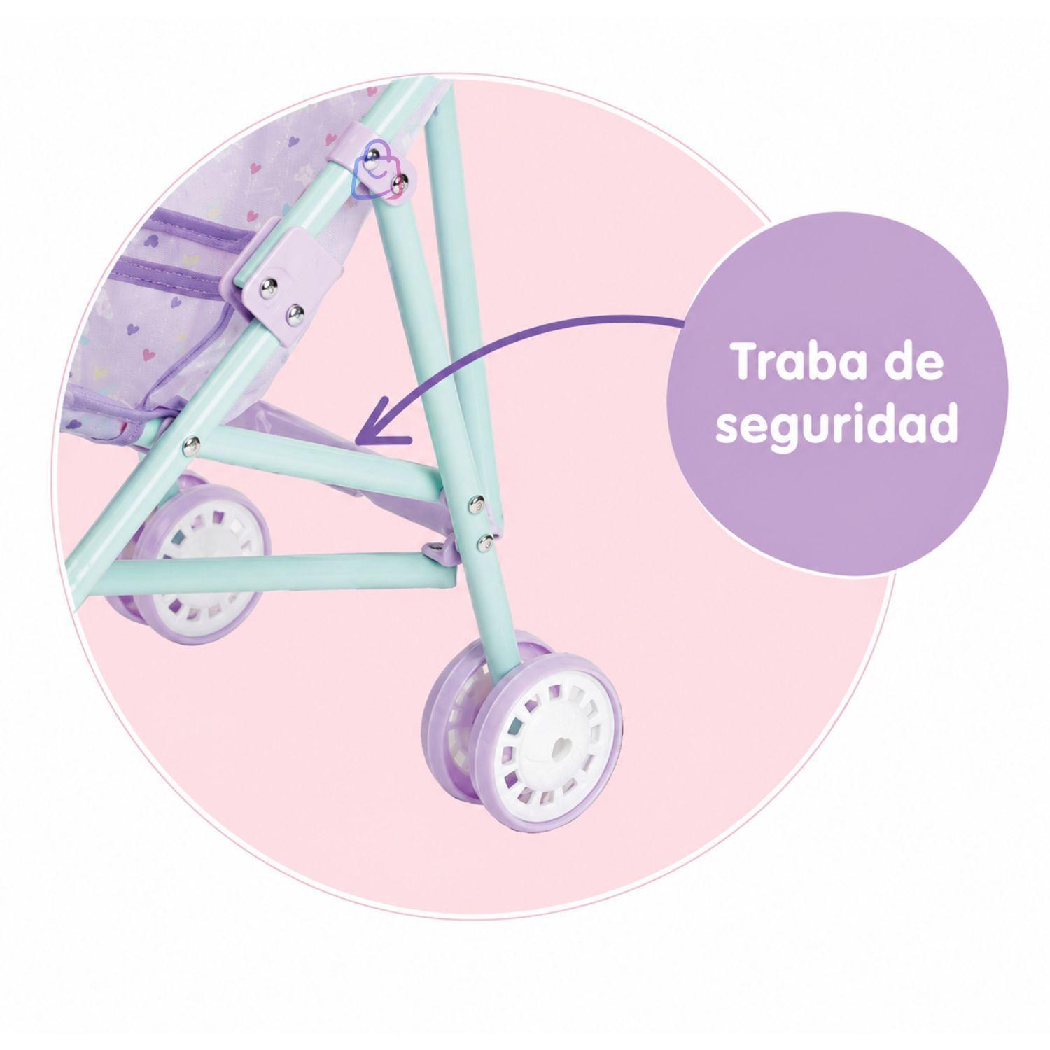 Mu eca Bebe 29cm Con Coche Plegable De Paseo PS-4