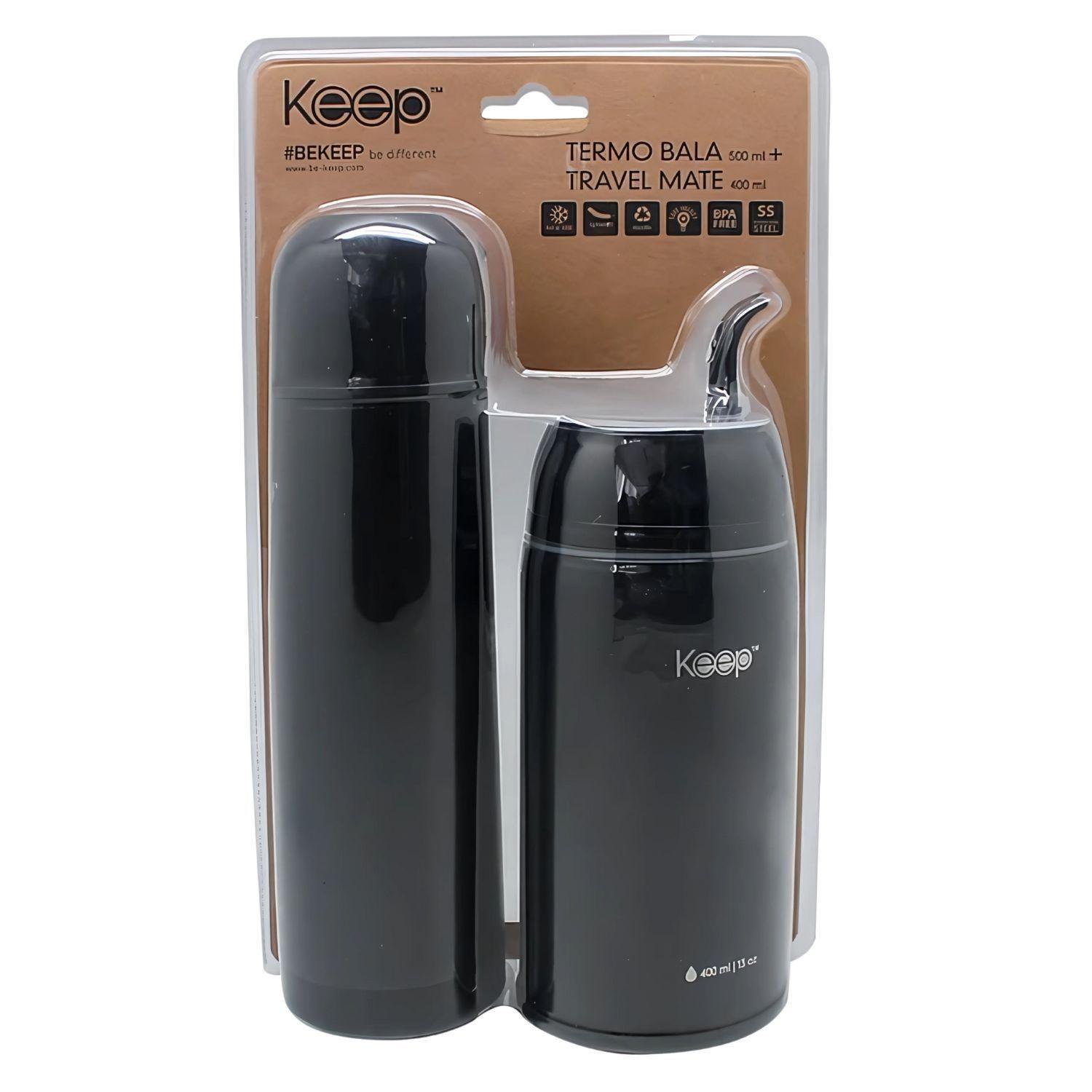 Set Termo Bala + Travel Mate Doble Pared Colores Keep - PS-0